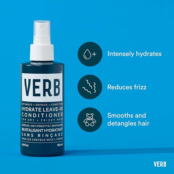 VERB Hydrate Leave-In Conditioner, 6.5 fl oz Nourish Dry + Frizzy Hair - Smooth + Detangle - Amber + Warm Jasmine Scent