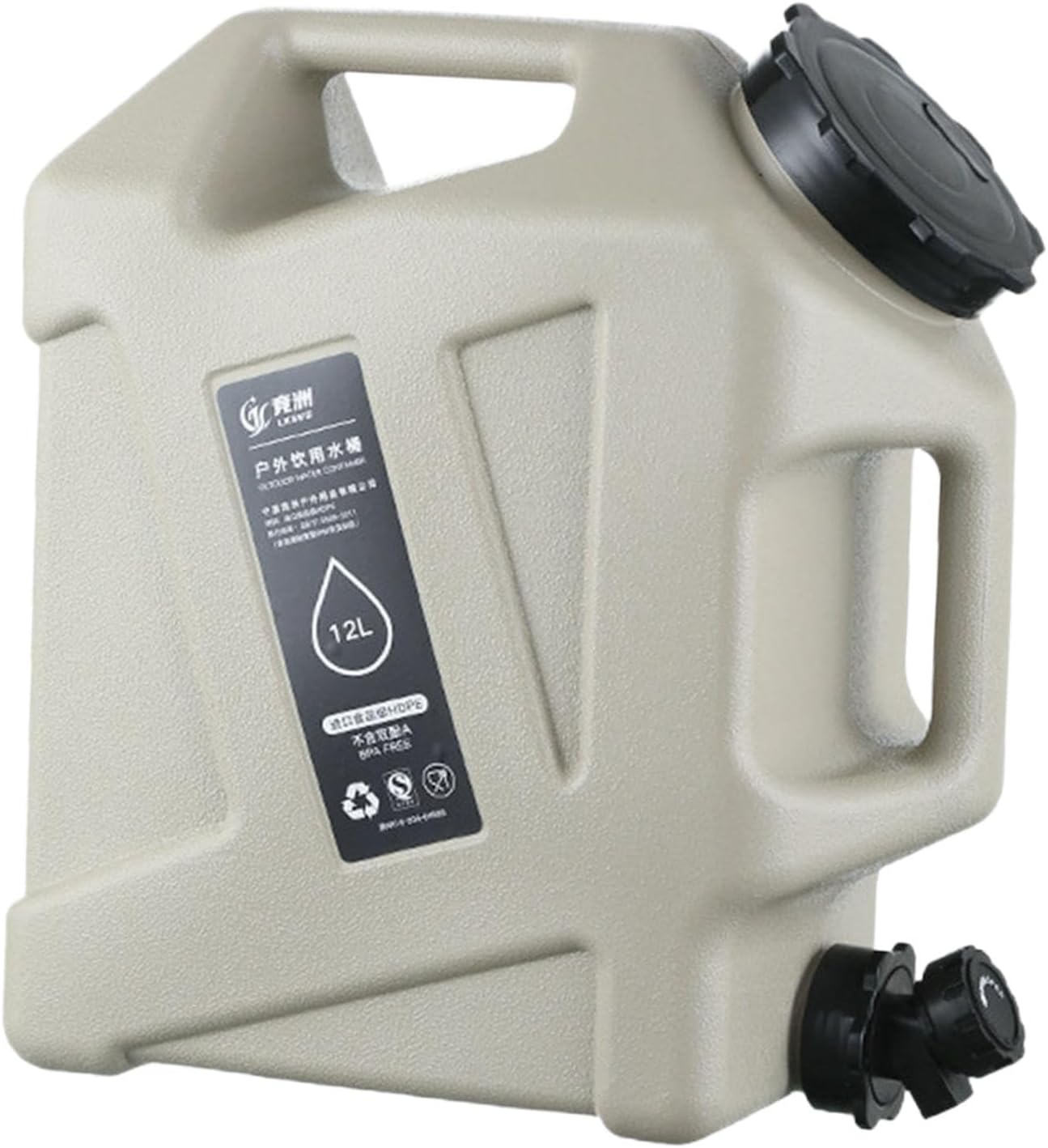 Water Container Outdoor Water Bucket with Faucet Multifunctional Camping Water Storage Carrier Jug 12L for Hiking RV Driving
