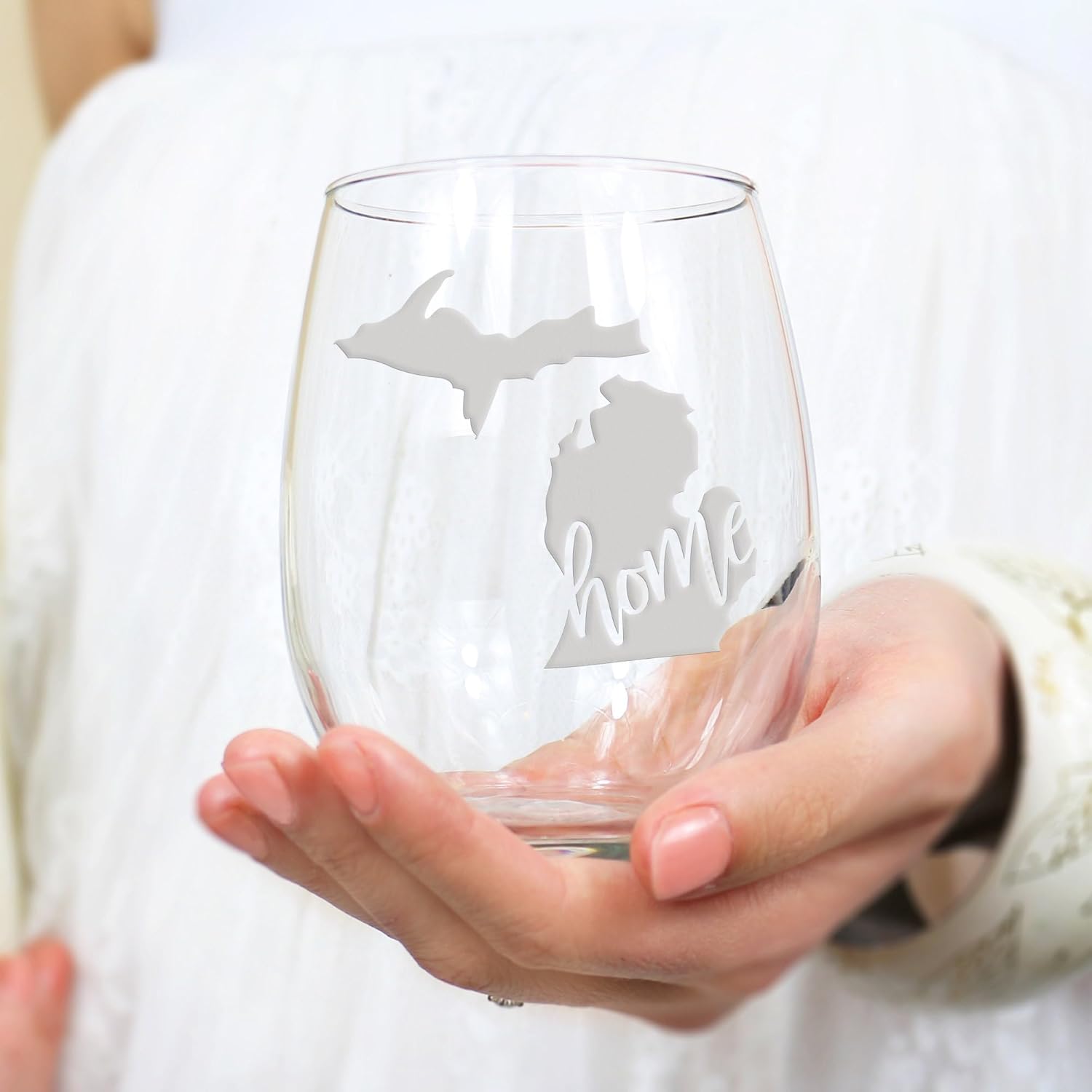 Michigan State Stemless Wine Glass - Michigan Gift, Michigan Fan Gift - 2 Glasses