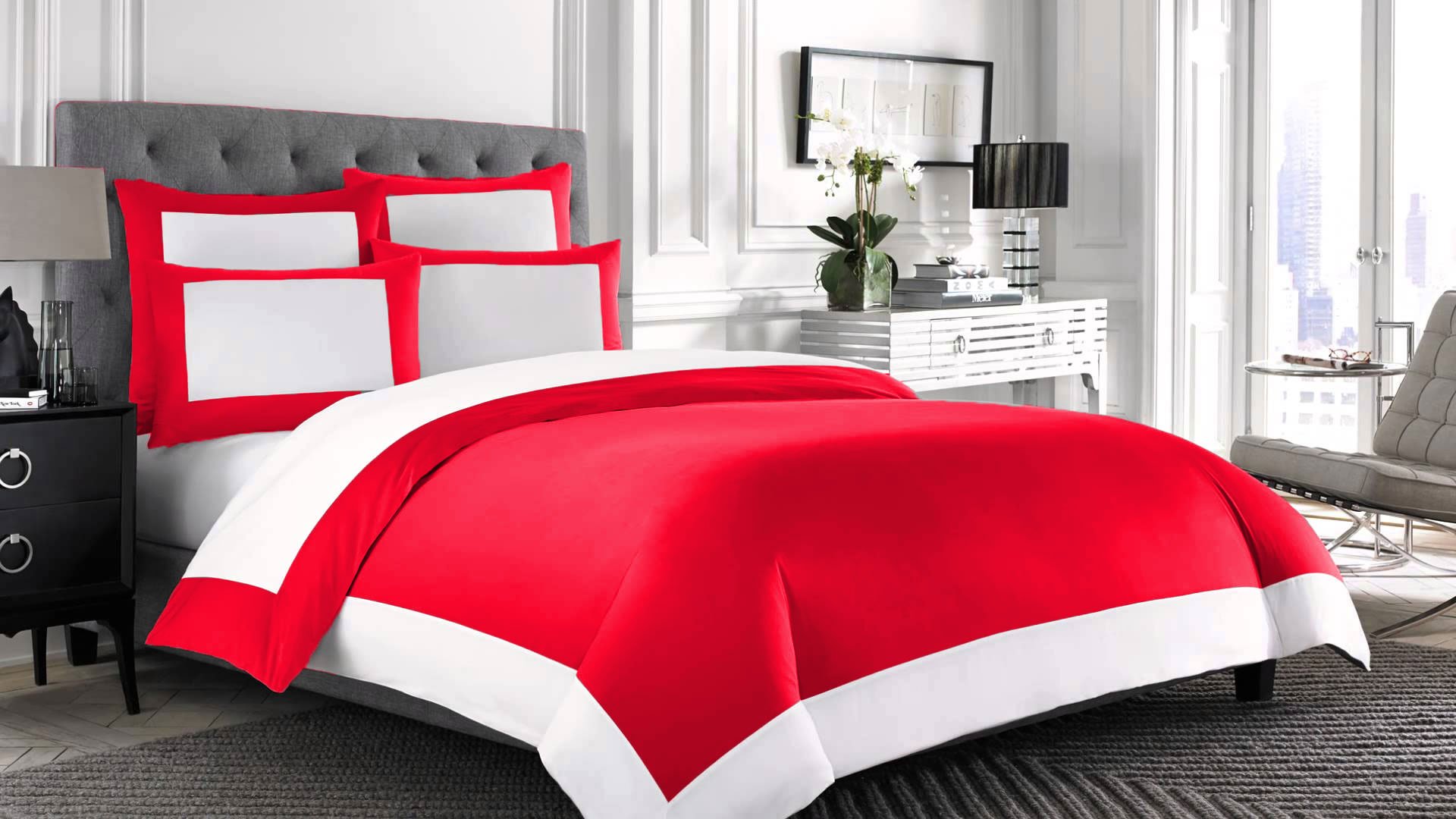 Parure de lit double en coton égyptien anti-transpiration douce