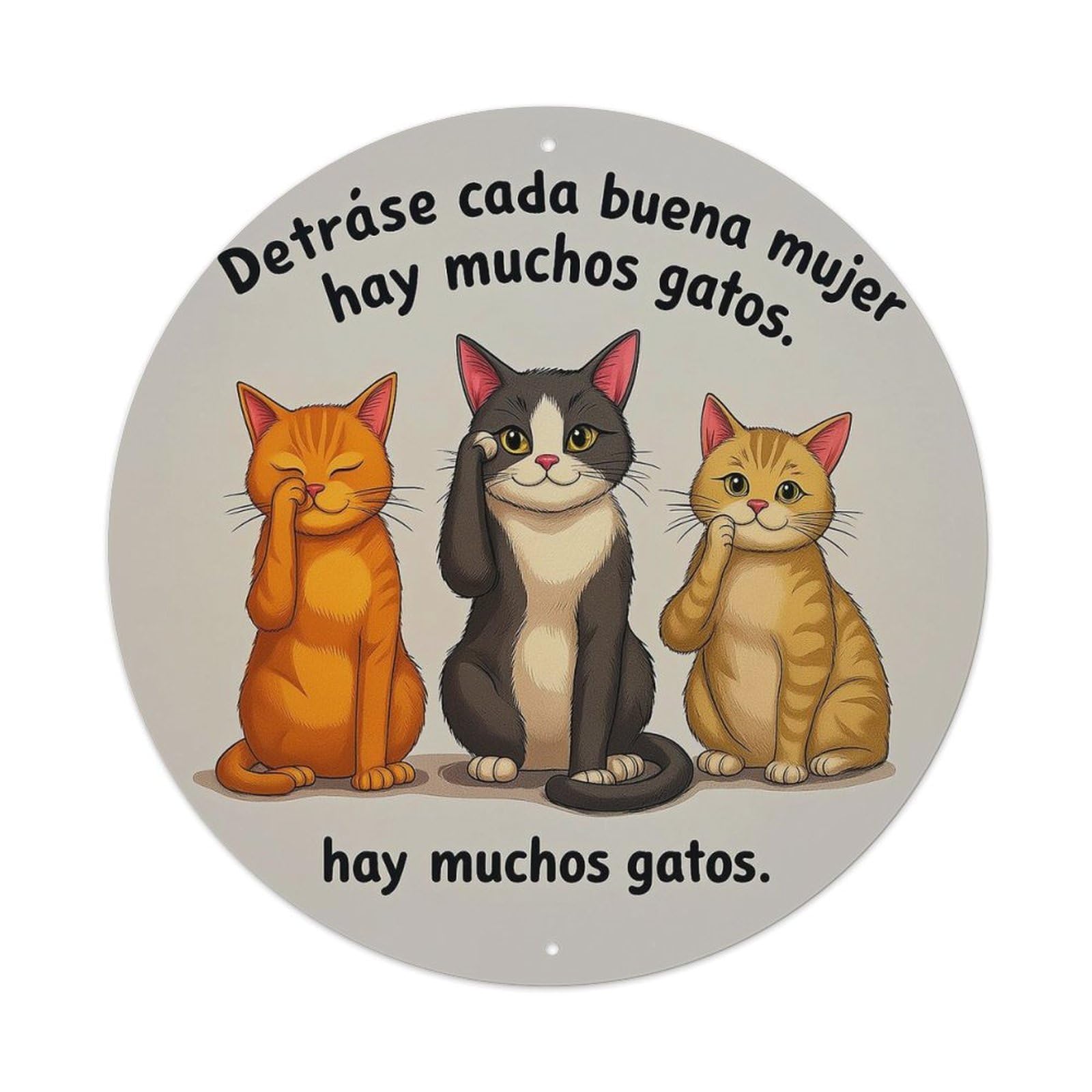 Cats Sitting Together Thinking Round Tin Sign Vintage Metal Sign Home Bar Garden Indoor & Outdoor Wall Decor Retro Metal Poster 8x8 Inch