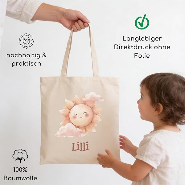 Stoffbeutel Jutebeutel Kindergarten, Wechselkleidung, Jutetasche Hort, Turnbeutel Schule, Sportbeutel Kinder inkl. Textildruck mit Namen nach Wunsch - 5