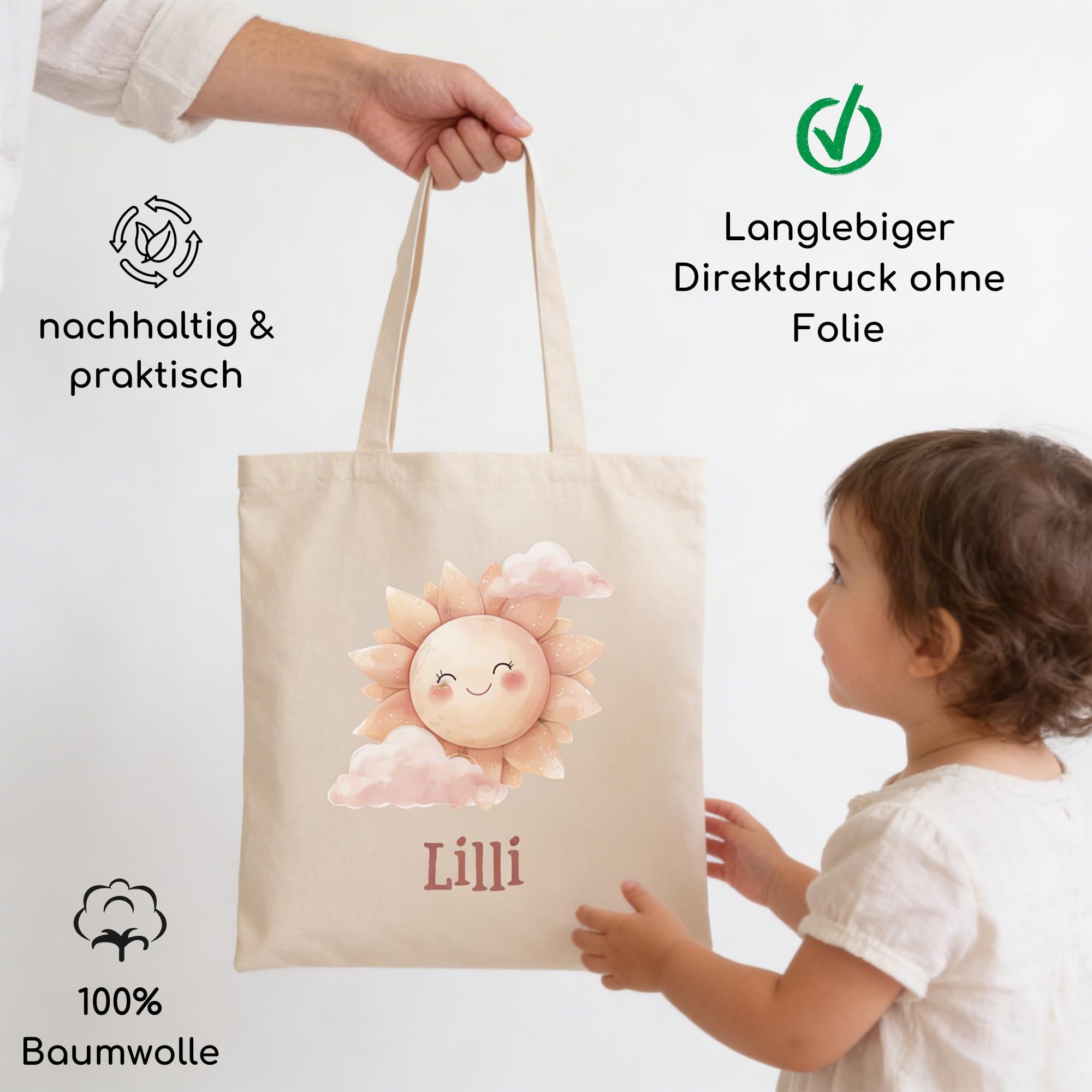 Stoffbeutel Jutebeutel Kindergarten, Wechselkleidung, Jutetasche Hort, Turnbeutel Schule, Sportbeutel Kinder inkl. Textildruck mit Namen nach Wunsch - 5