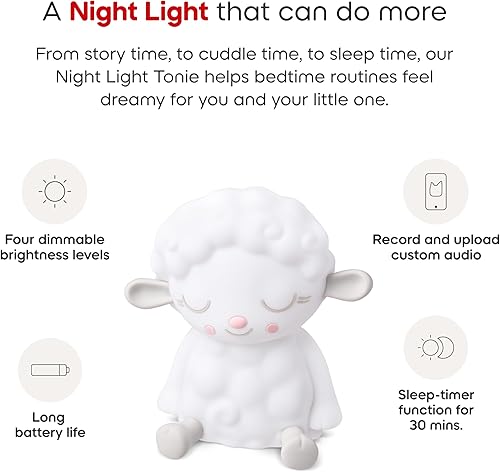 Miniatura 5 de Toniebox - Paquete de 2 reproductores de audio para niños de 1 años en adelante con luz nocturna de ovejas soñolientas, verde azulado tropical