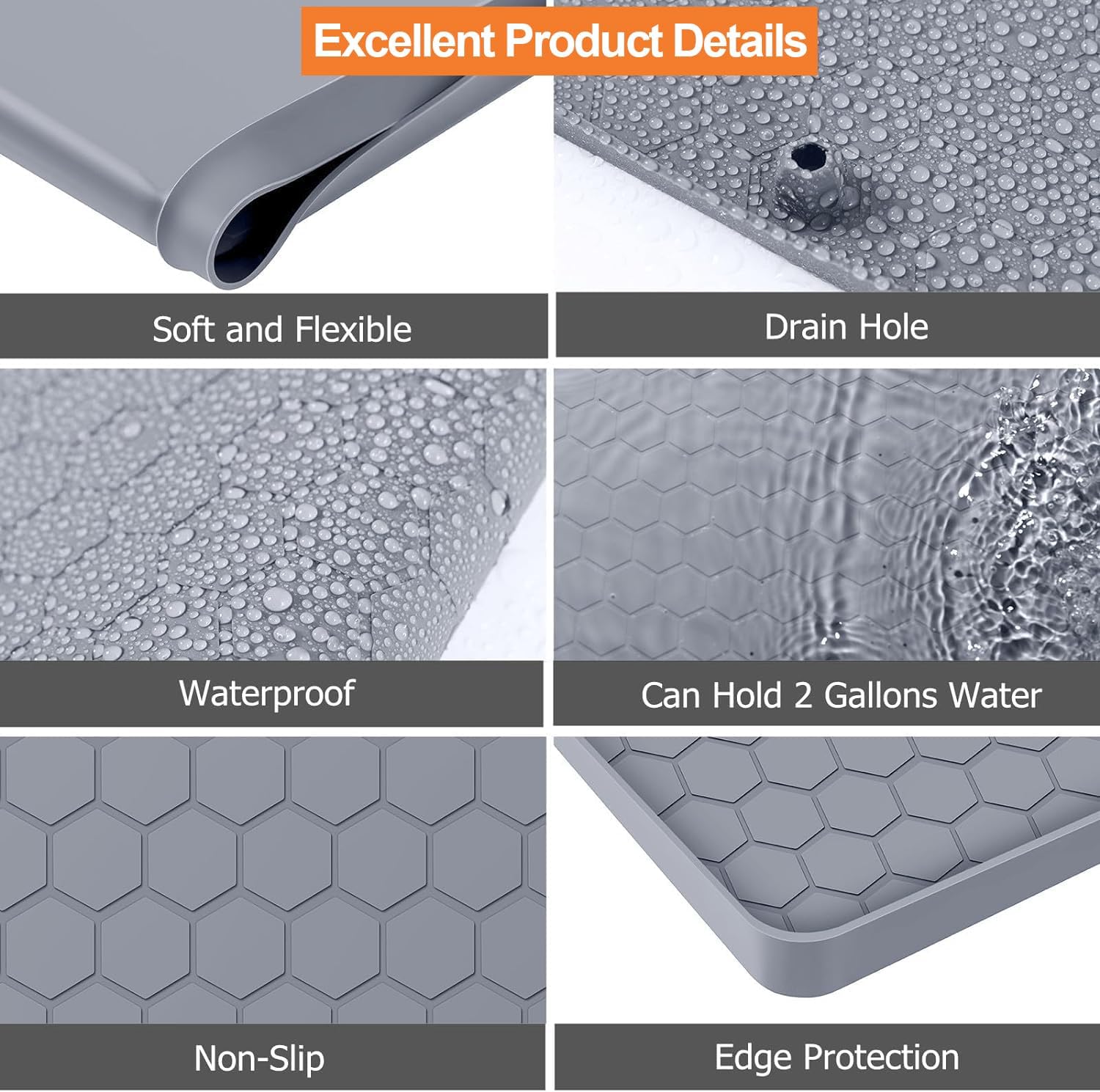 NUNET 2 Pack Under Sink Organizer w. Bathroom Mat 2-Tier Large Capacity Multi-place Cabinet Organizer Storage w. Wheels Foldable 34x22 Flexible Silicone Under Sink Mat for Kitchen Bathroom