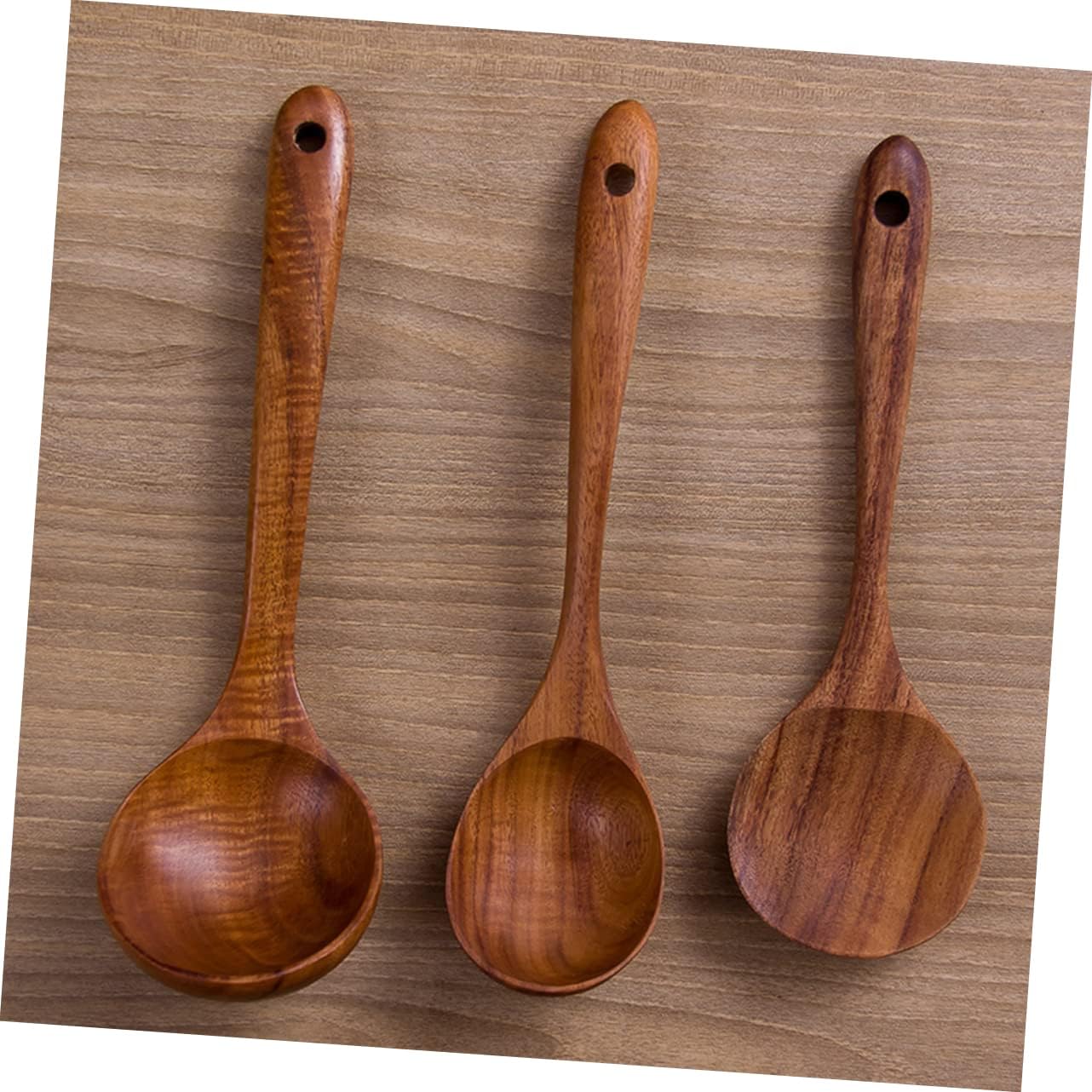 MAGICLULU 3pcs Large Serving Spoon Wooden Soup Spoon Long Handle Non-stick Pan Soup for Kitchen Home