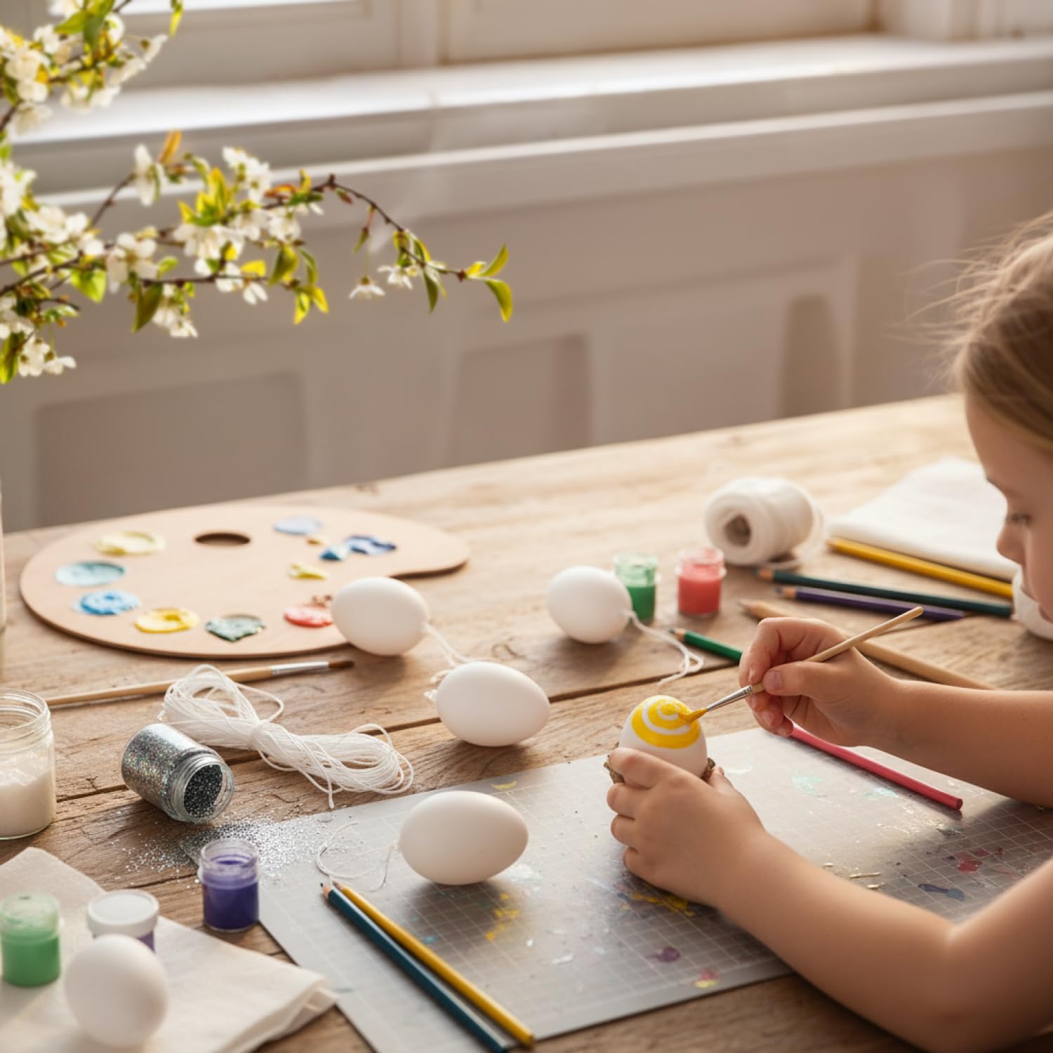 com-four® 36x Weiße Deko-Ostereier aus Kunststoff - Plastikeier zum Anmalen und Aufhängen - Kunststoffeier für die Dekoration zu Ostern