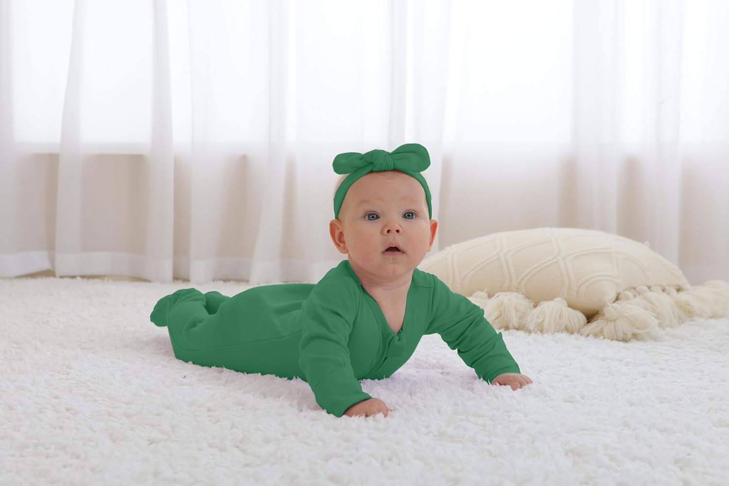 GUISBY Footed Long Sleeve Baby Pajamas with Zipper Cotton Infant Sleepwear - Image 6