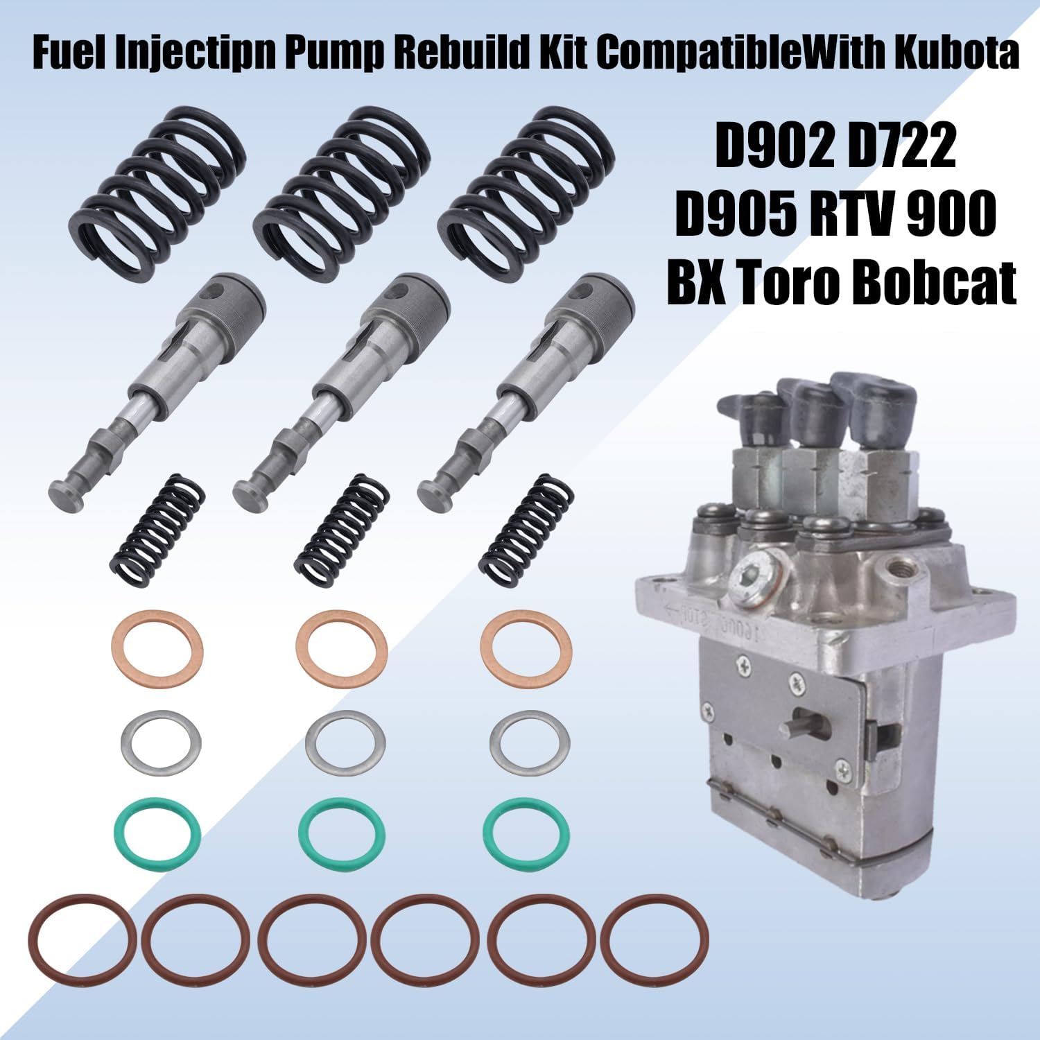 Fuel Injection Pump Rebuild Kit Compatible With Kubota D902 D722 D905, RTV 900, BX Toro Bobcat