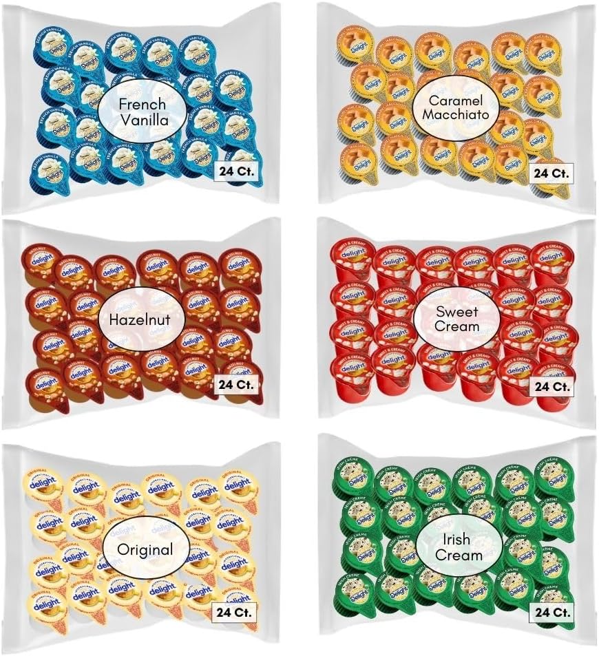 4 Flavors Assortment Single Serve Coffee Cream Creamer Set