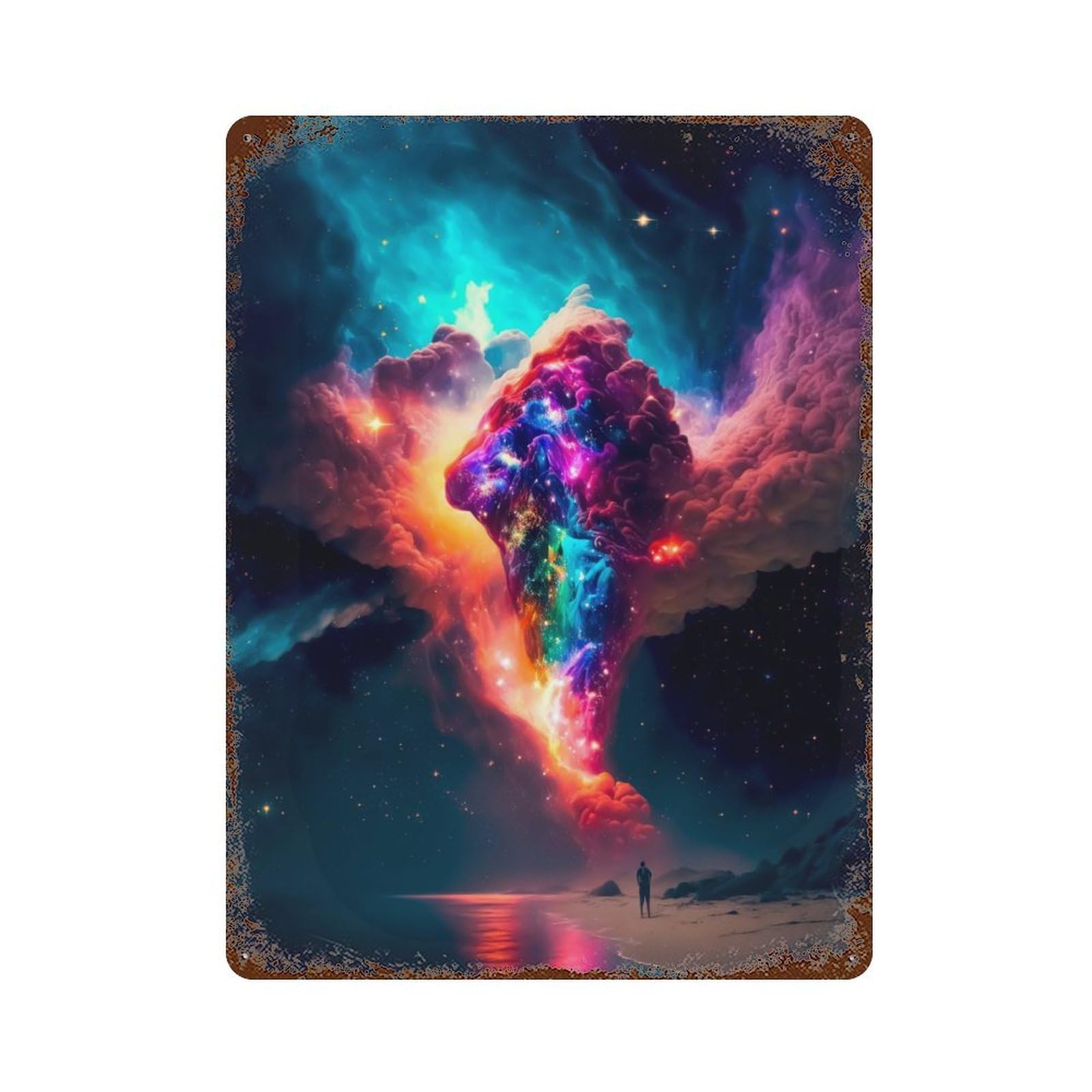 Retro Metal Sign Cosmic Explosion 15.7"x11.8", Decorative Metal Wall Art for Pub, Kitchen And Man Cave Decor