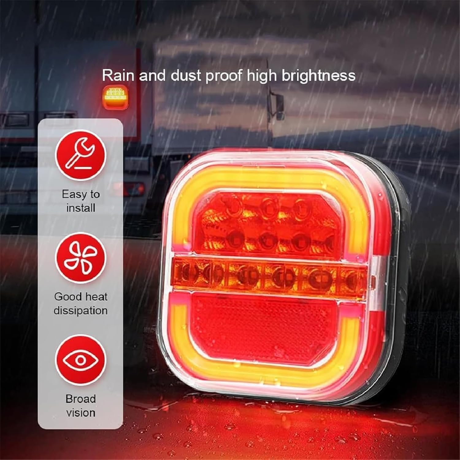 Wireless Tail Lights - Magnetic LED Trailer Lights w/Fast Charging, Easy Installation - Waterproof Stop/Turn Signals for Truck, RV, Trailer, Boat