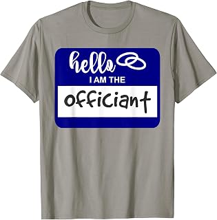 Hello I am the Officiant Royal Blue Wedding Name Tag Badge T-Shirt