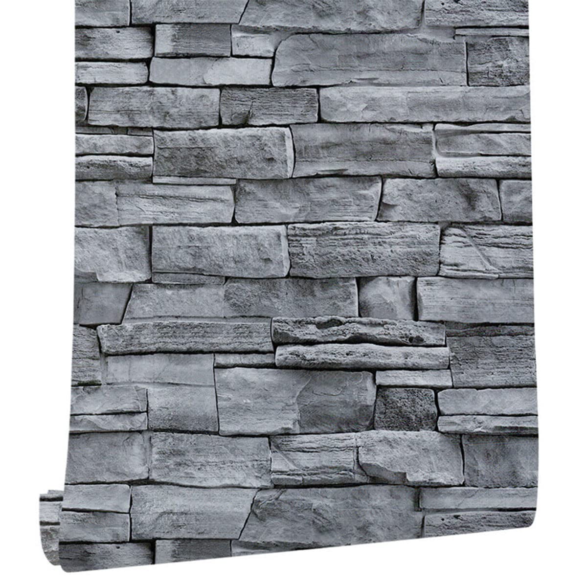 Papel pintado de ladrillo gris autoadhesivo impermeable en vinilo vintage de 44cm