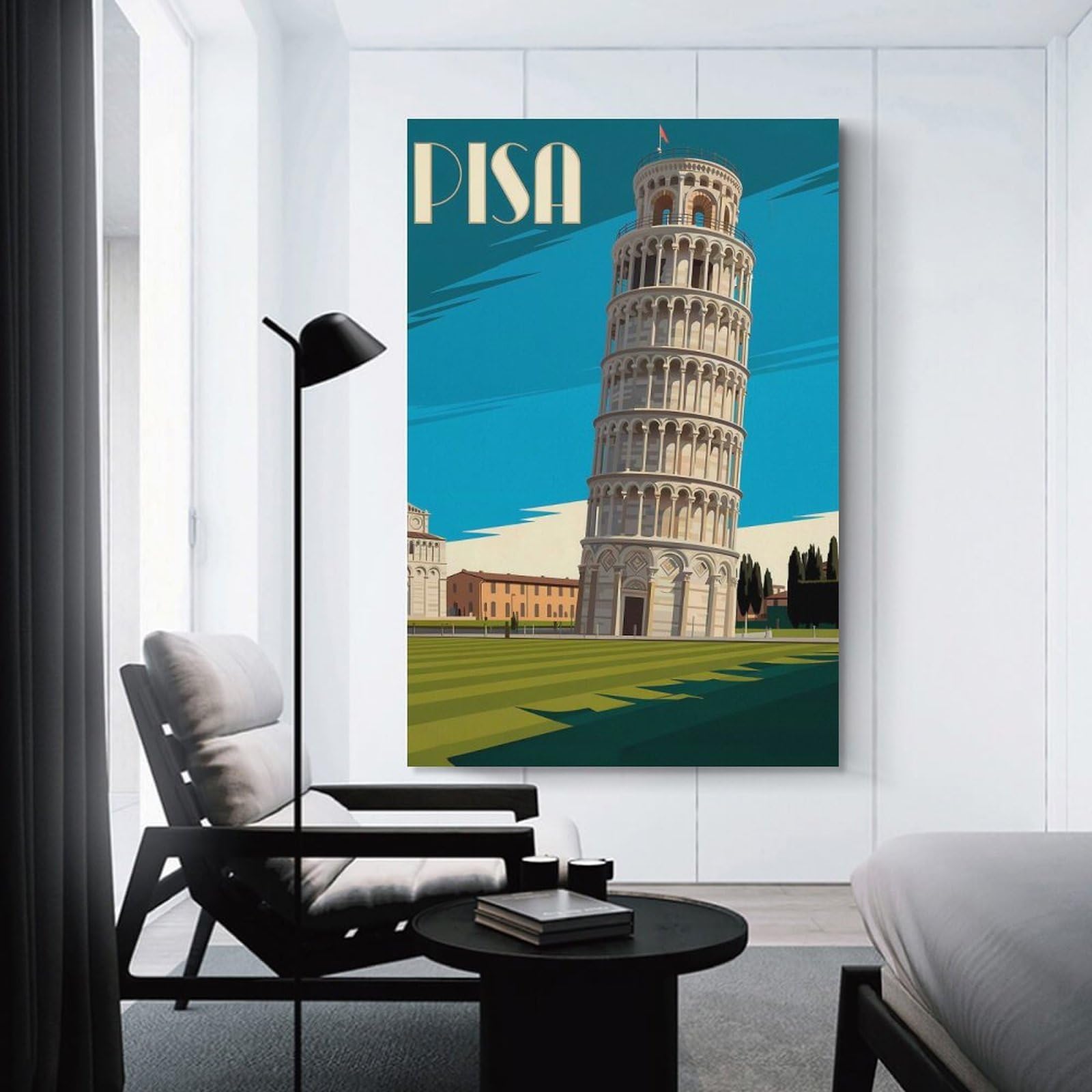 Leaning Tower of Pisa Travel Wall Decor Canvas Print, 20x30inch(50x75cm), for Living Room, Bedroom Or Home Office, Home Decor Gift with Stylish Appeal