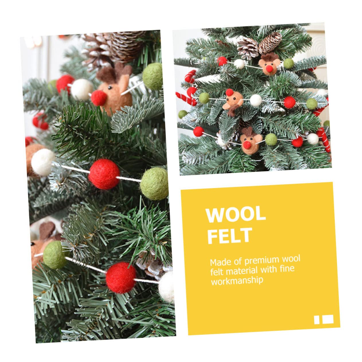 IMIKEYA 5 Saiten Weihnachtskugel-spieße Aus Filz Weihnachtsbaum-anhänger Weihnachtsschmuck Weihnachtsbaumschmuck Hängende Verzierung Kamin-pom-pom-Banner Weihnachtsbommelgirlande Füllstoff