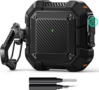 for AirPods 4 Case, Compatible with Apple AirPods 4th Generation Case Cover with Secure Lock& Keychain &Cleaner Kit, Full Body Shockproof Protective Case Hard Shell 2024