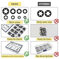 Vista 5 de Juego surtido de 500 arandelas internas de bloqueo de estrella de dientes, m2.5 m3 m4 m5 m6 m8 m10 m12, arandelas de bloqueo de velocidad rápida