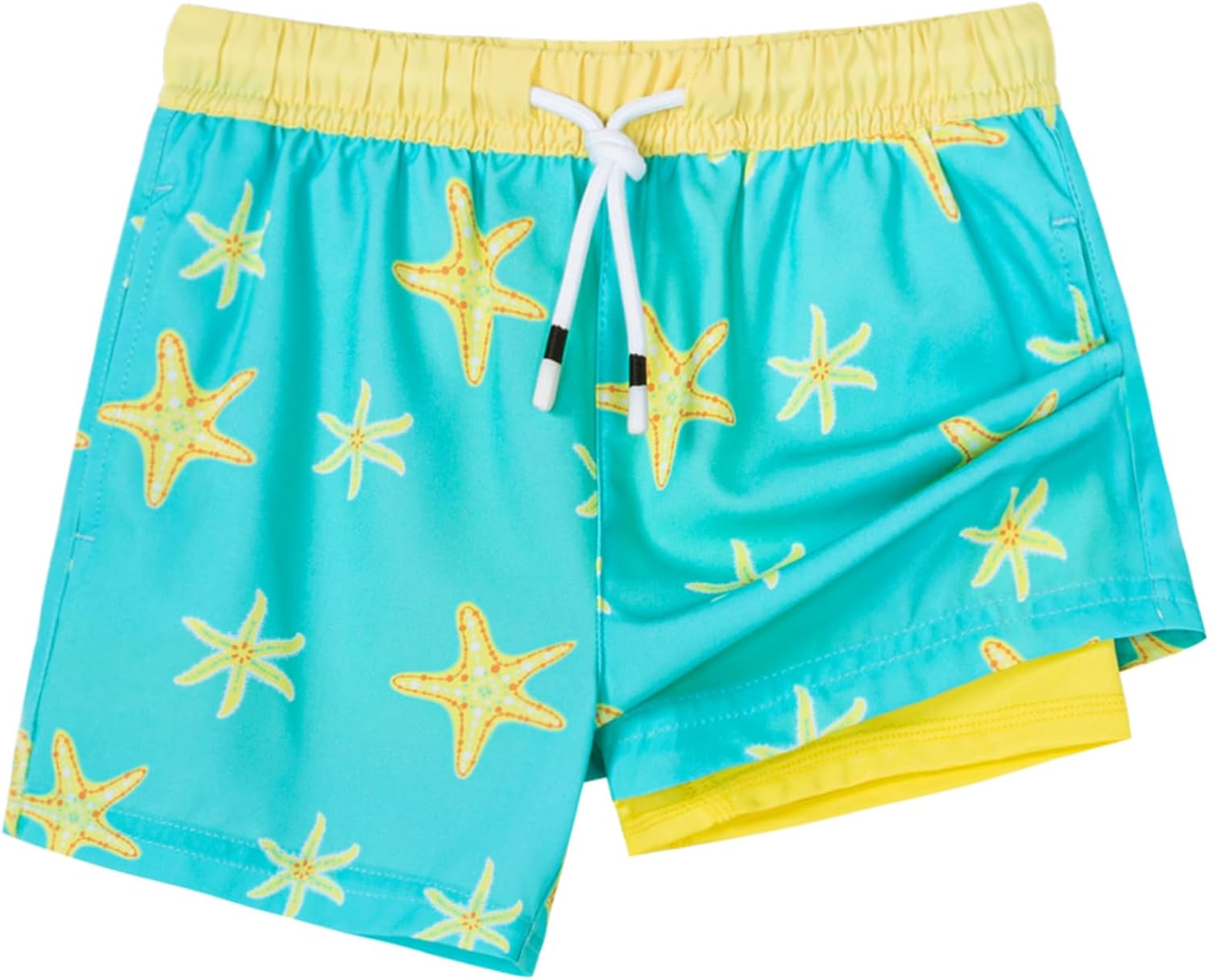 SURF CUZ Boys Swim Trunks with Boxer Brief Liner Toddler Boy Stretch Swimsuit Shorts Quick Dry Swimming Trunks Bathing Suit