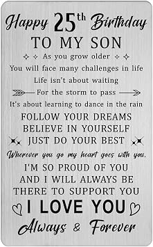 HYHYDHP 25th Birthday Decorations for Men - 25th Birthday Gifts for Men, Son 25 Year Old Bday Cards for Him