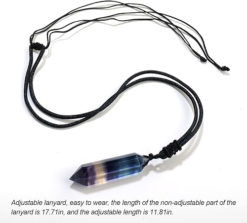 Miniatura 3 de Apengshi Collar de cuarzo de cristal curativo natural de doble punta, collar de cuarzo de cristal natural, 6 chakras facetados, varita de cristal,