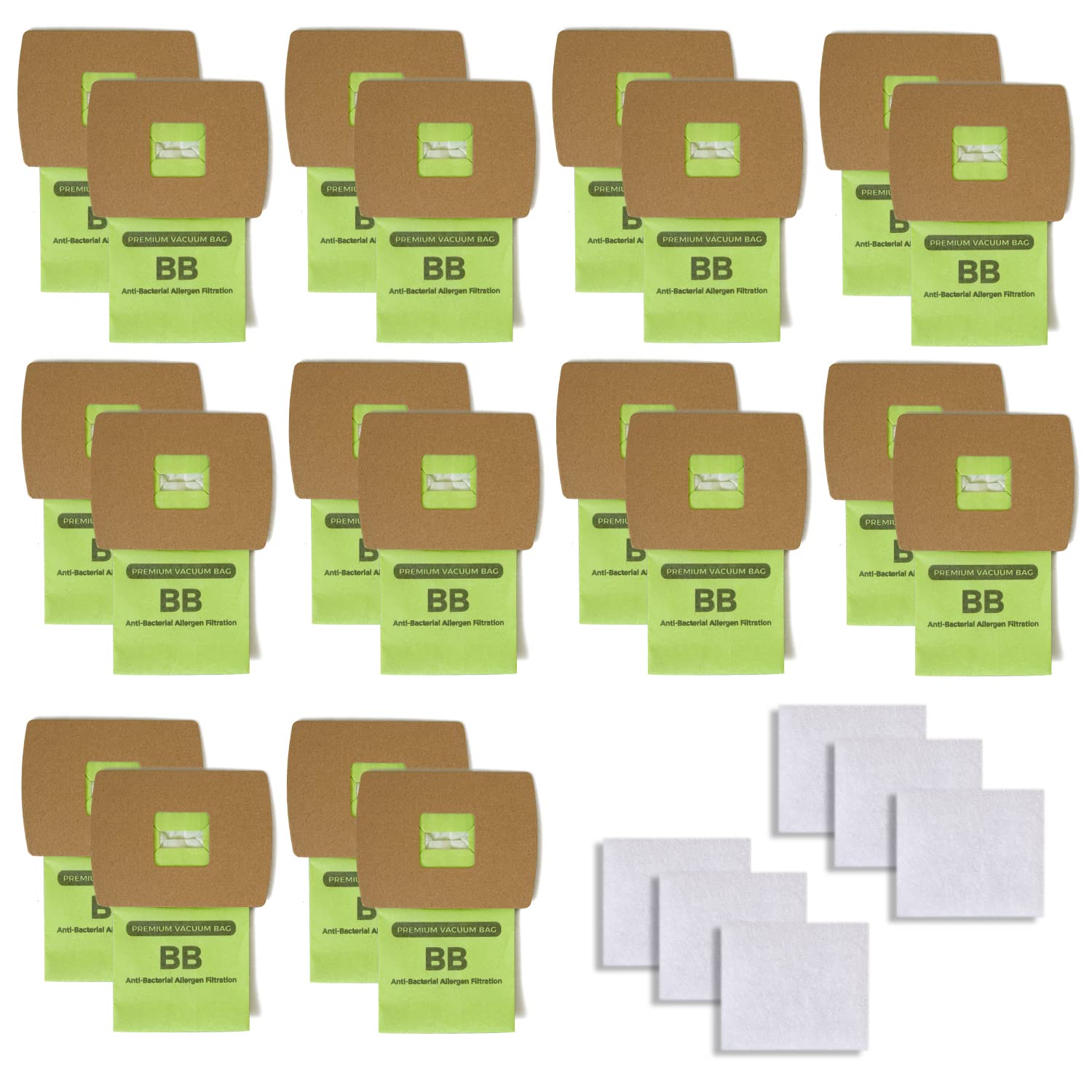 20 Pack Type BB Compact Canister Bags Replacement for Oreck XL Buster B Handheld Vacuum Bags PKBB12DW AK1BB8A Compatible with BB180 BB280 BB850 BB870 BB880 BB900 BB1000 MV160CC1600 with 6 Motor Filter