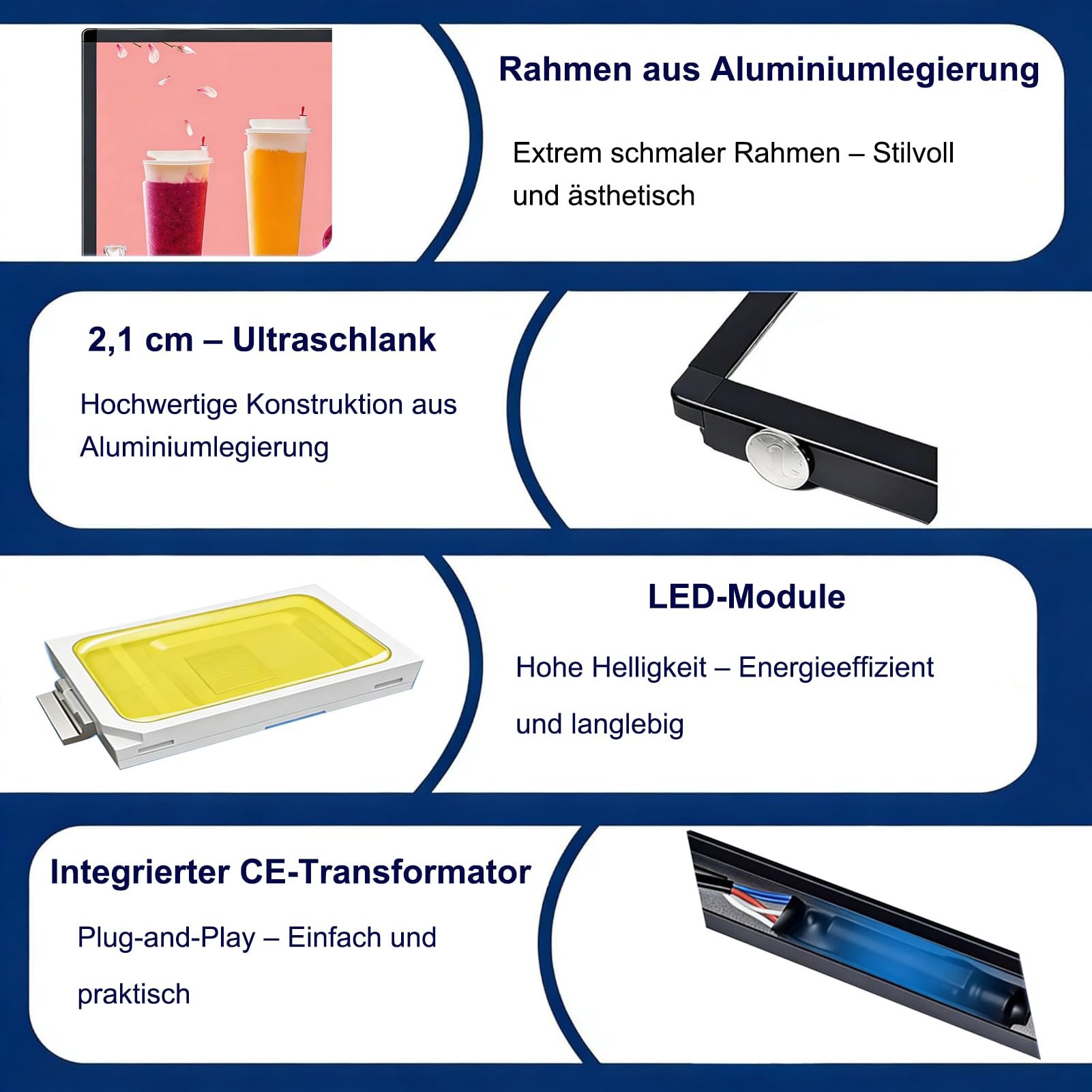 HJZALMI LED Menü Leuchtkasten Mit Teleskopstange, 40x60cm | Led Beleuchteter Plakatrahmen, hinterleuchtete Menütafel, beleuchtetes Vielseitiges Werbedisplay Für Cafés, Getränkeläden