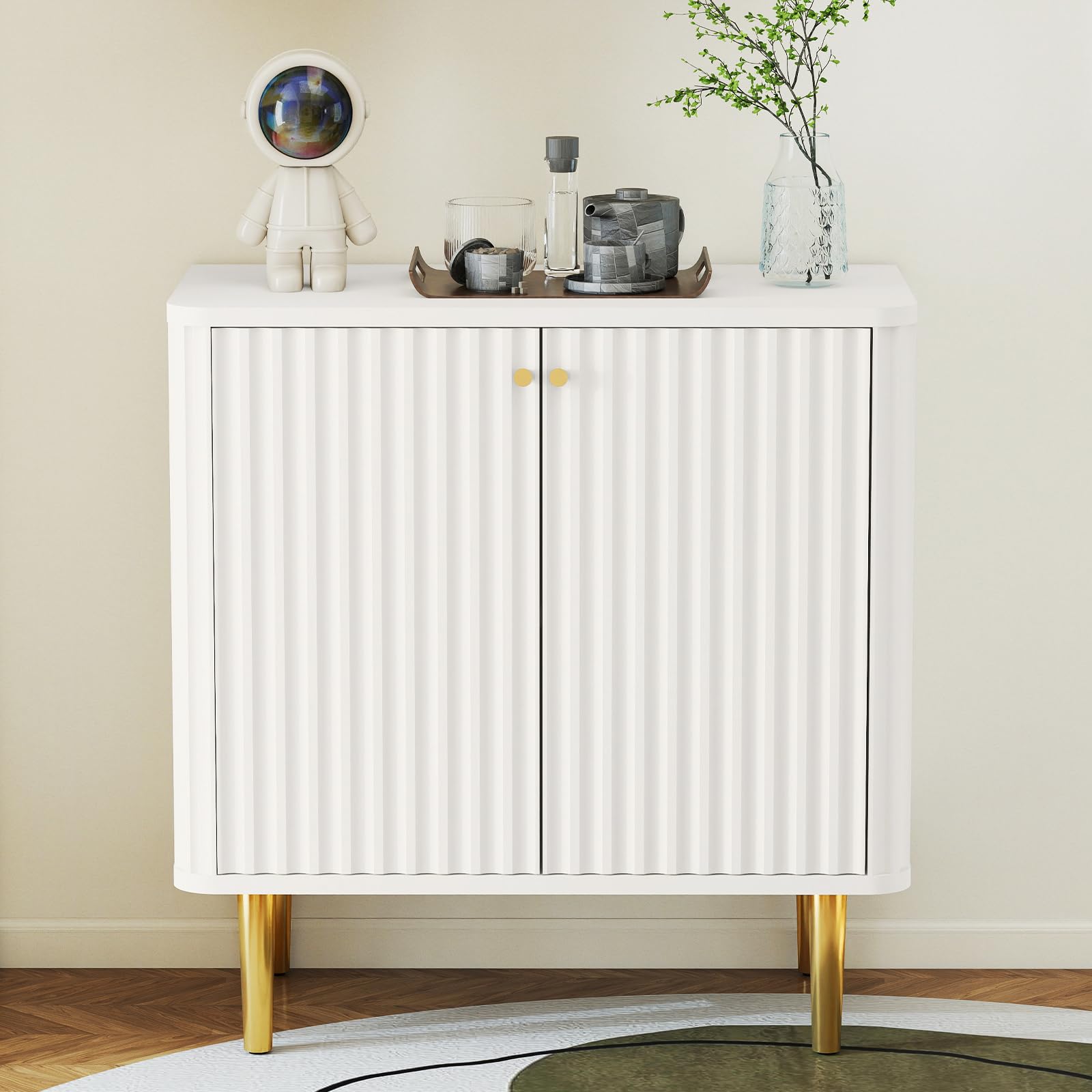 美品】キャビネット サイドボード 白 ホワイト タンス 収納家具 食器棚