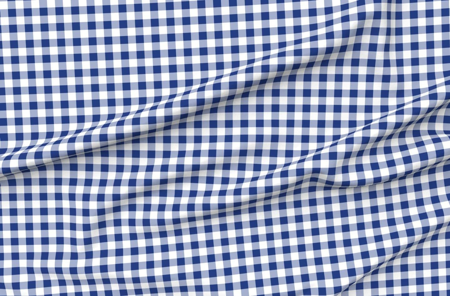 Spoonflower Fabric - Willow Blue White Gingham Check Cobalt Cottage Chic Shabby Printed on Organic Cotton Sateen Fabric by The Yard - Sewing Quilting Apparel Home Decor