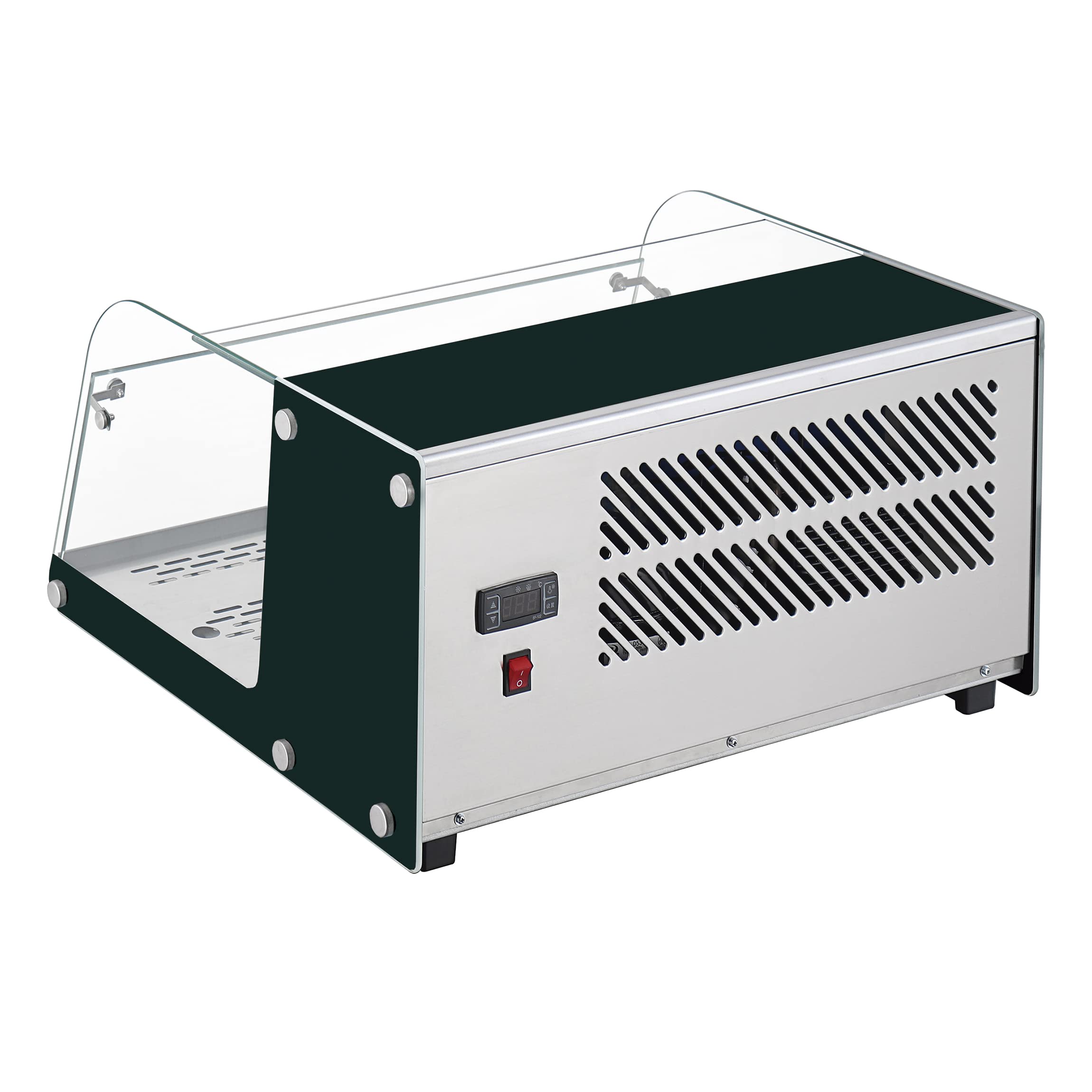 Lacor - 69607 - Vitrina Refrigerada, Expositor de Alimentos, Cristal y Acero Inoxidable, 105 W, Capacidad: 40 L, Termostato Regulable: 2ºC - 12ºC