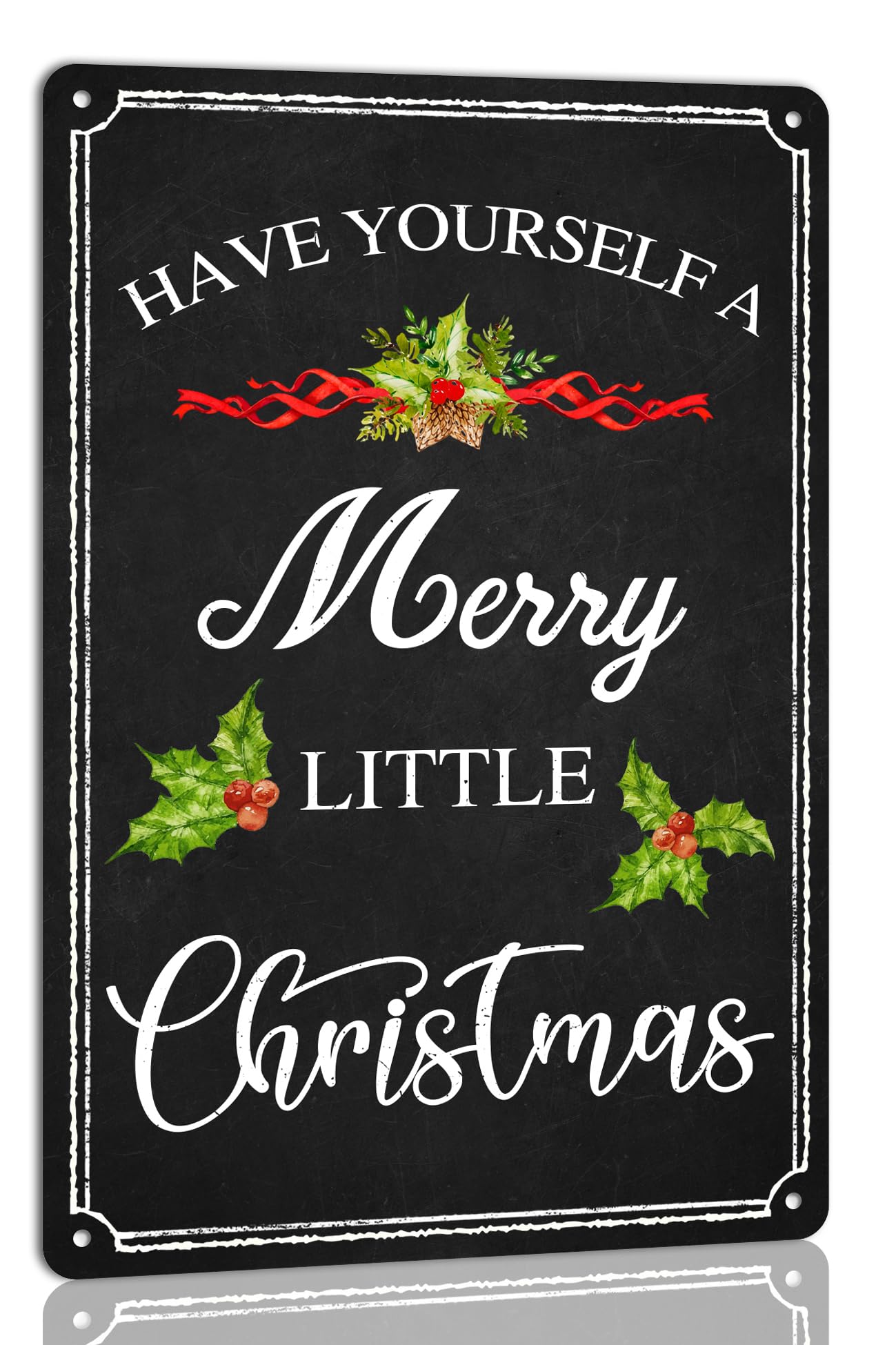 SMAZDFXX Have Yourself a Merry Little Christmas Christmas Retro Metal Tin Sign Wall Decor for Kitchen Cafe Bar Home Vintage Farmhouse Winter Decoration Plaque Christmas Art 12"x16"