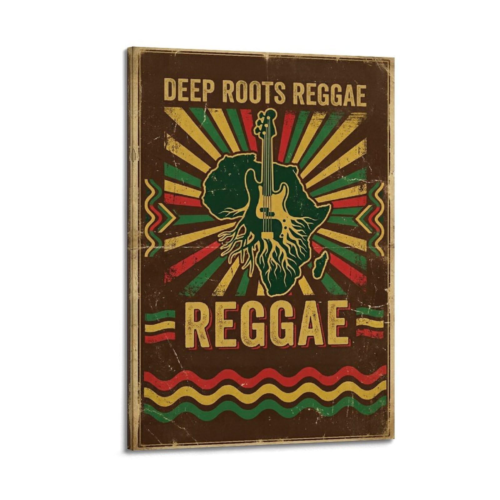 OKNGB Deep Roots - Poster reggae con mappa dell'Africa e basso, stampa artistica su tela, poster decorativo moderno, per camera da letto, 40 x 60 cm