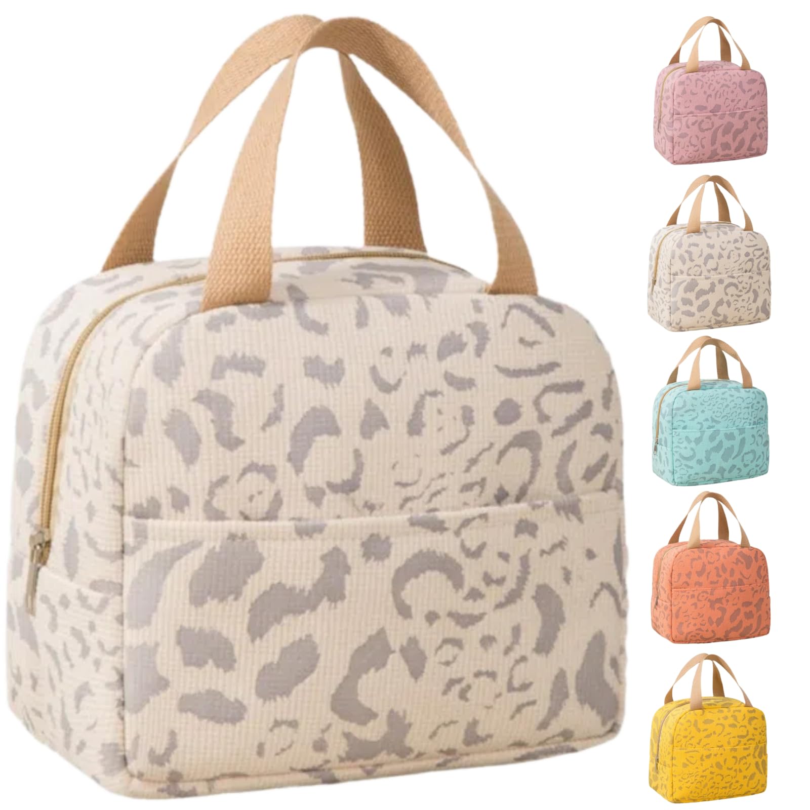 Arae Lunch Bag Damen Herren - Wiederverwendbare auslaufsichere Kühltasche | 4L Isolierte Thermo-Lunchbox für Büro, Fitnessstudio, Strand & Reisen, Tintenmuster Beige