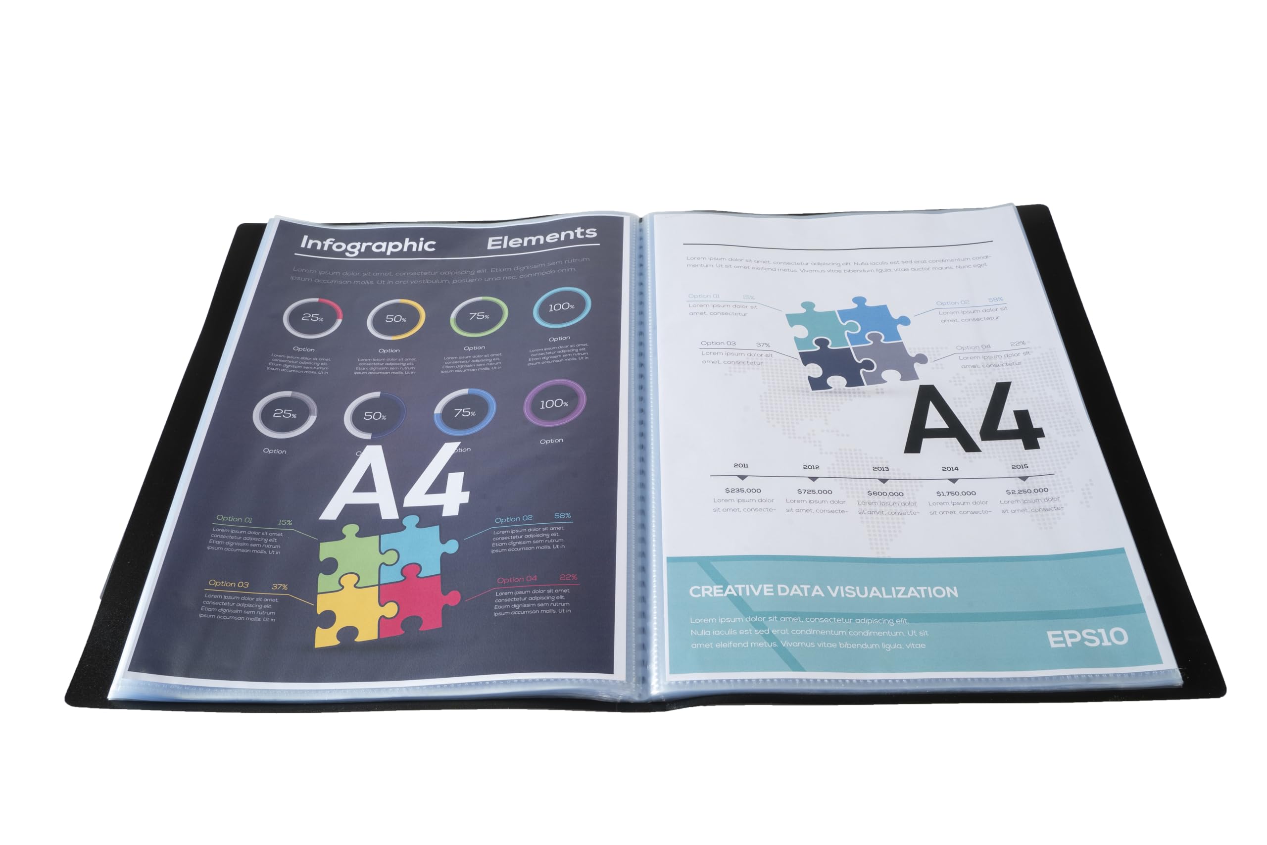 Exacompta 8er Pack 85101E Premium Sichtmappe aus blickdichten Kunststoff DIN A4 mit 100 Klarsichthüllen, 200 Sichten, perfekt für die Schule und das Büro Aktenhülle, Prospekthülle, schwarz