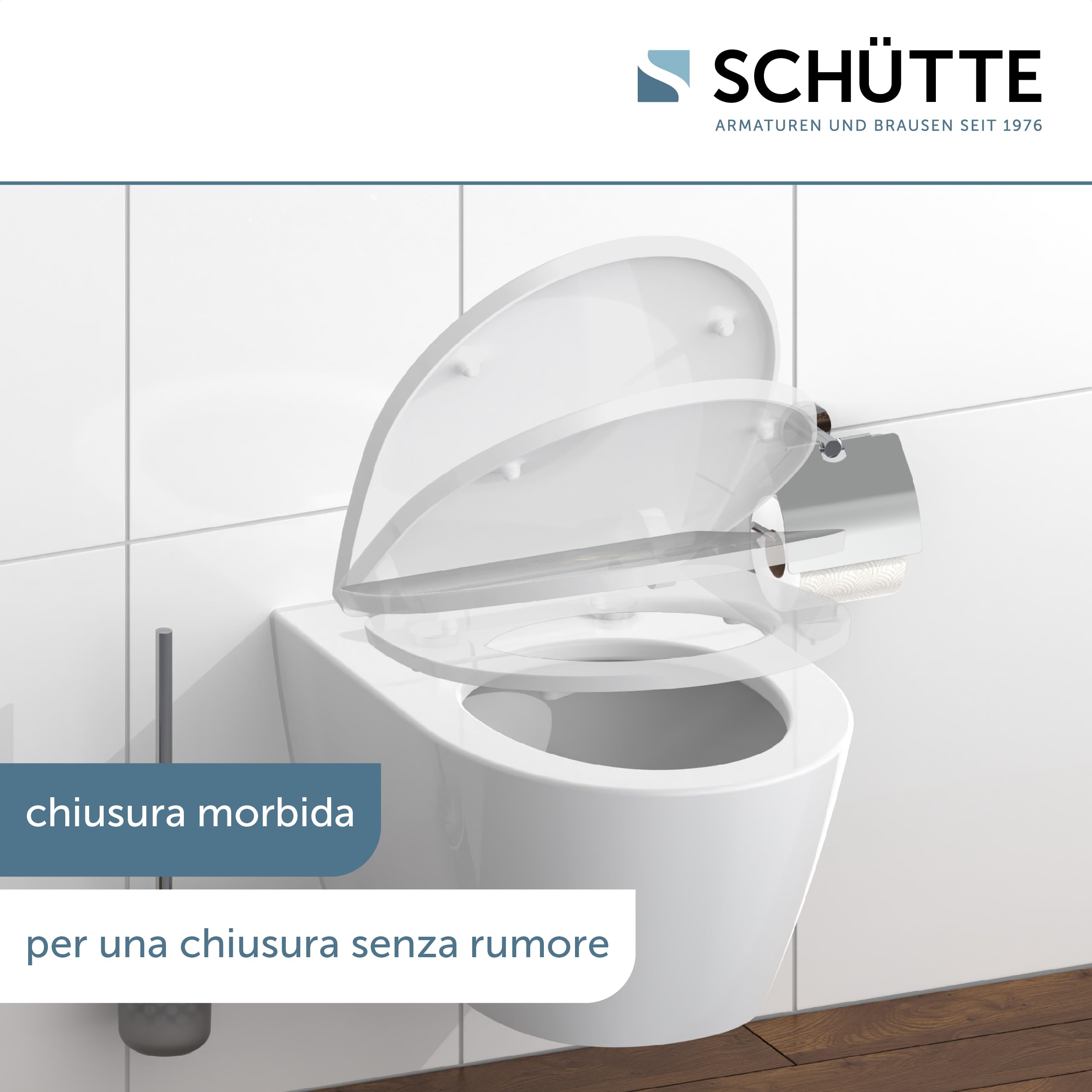 SCHÜTTE 82581 - Sedile WC in Duroplast High Gloss, con abbassamento automatico e chiusura rapida, motivo rana