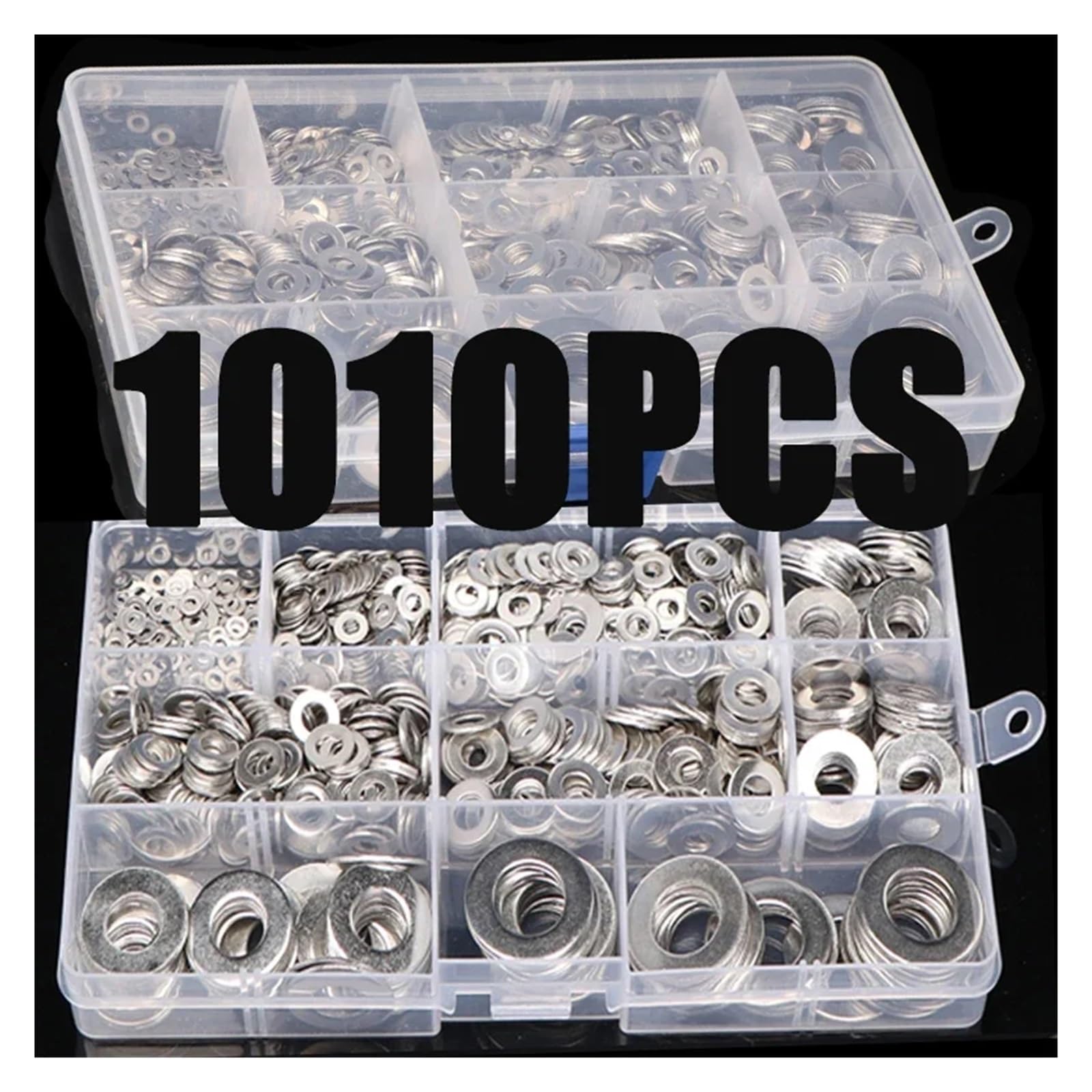 Juego de arandelas de acero inoxidable de 1010 piezas, arandelas planas, arandelas de anillo, juntas, kit surtido M2 M3 M4 M5 M6 M8 M10 M12