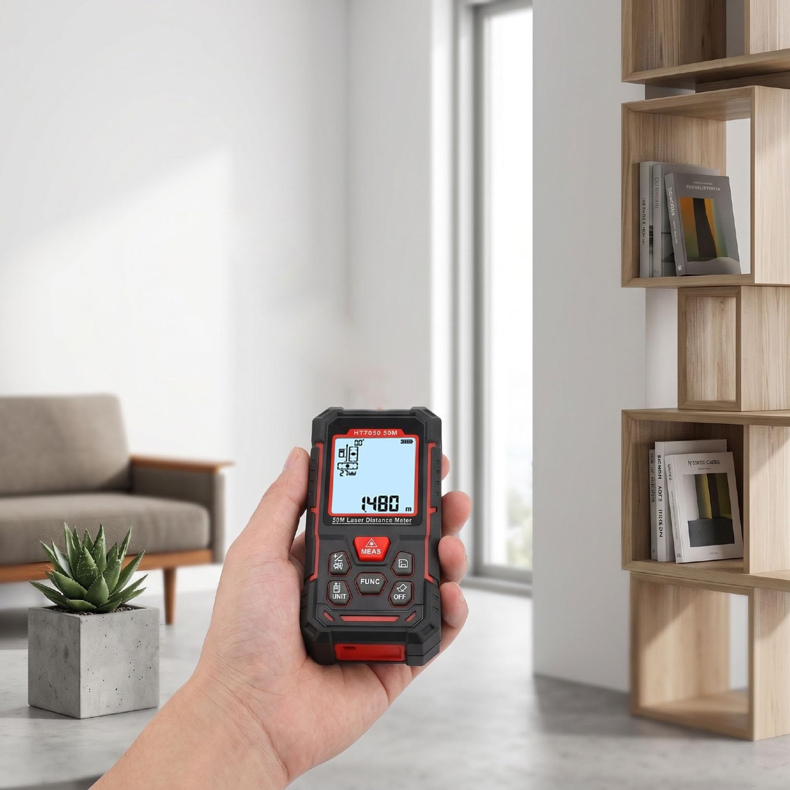 Medidor de Distancia Láser ±1,5 Mm Precisión 99 Almacenamiento | Telémetro, Precisión ±1,5 Mm, Carcasa IP40, Modos de Volumen de Área, Construcción , Pilas AAA, Nivel Electrónico