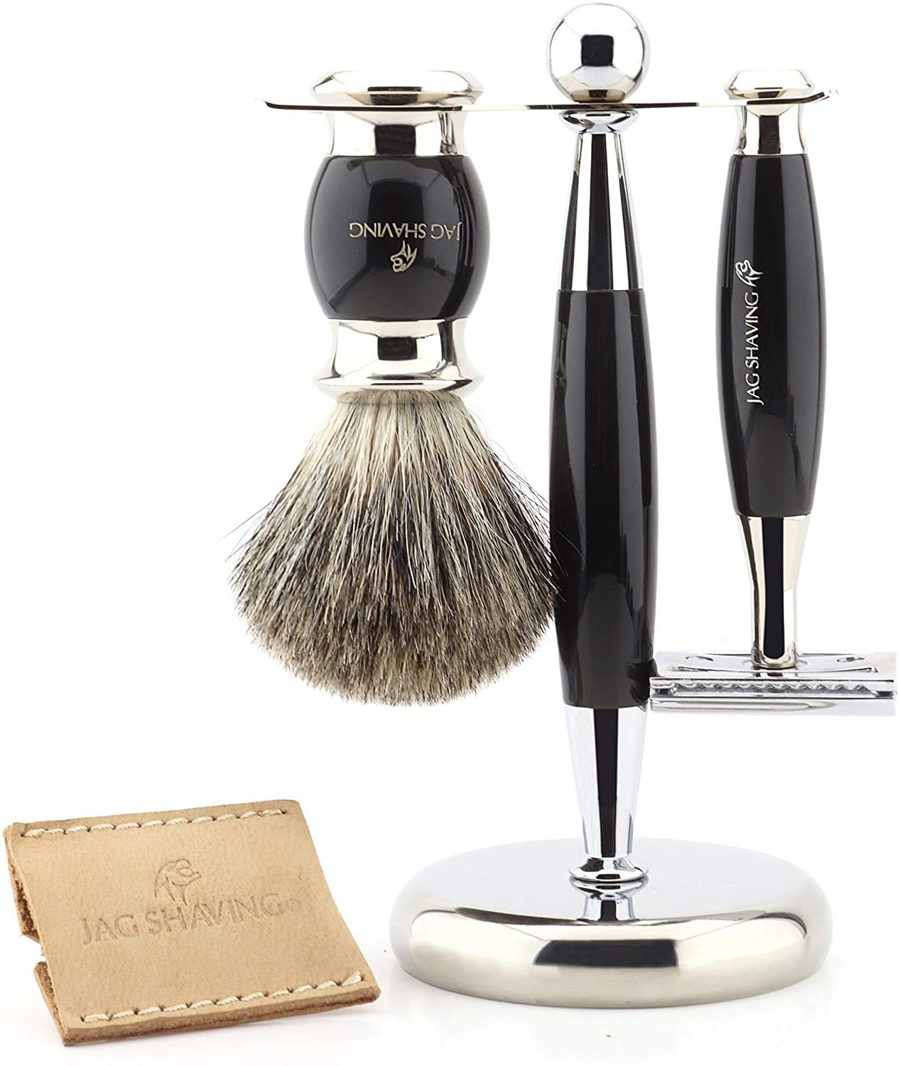 Jag Shaving 4Piece Shaving Set Silver Tip Badger Hair Shaving