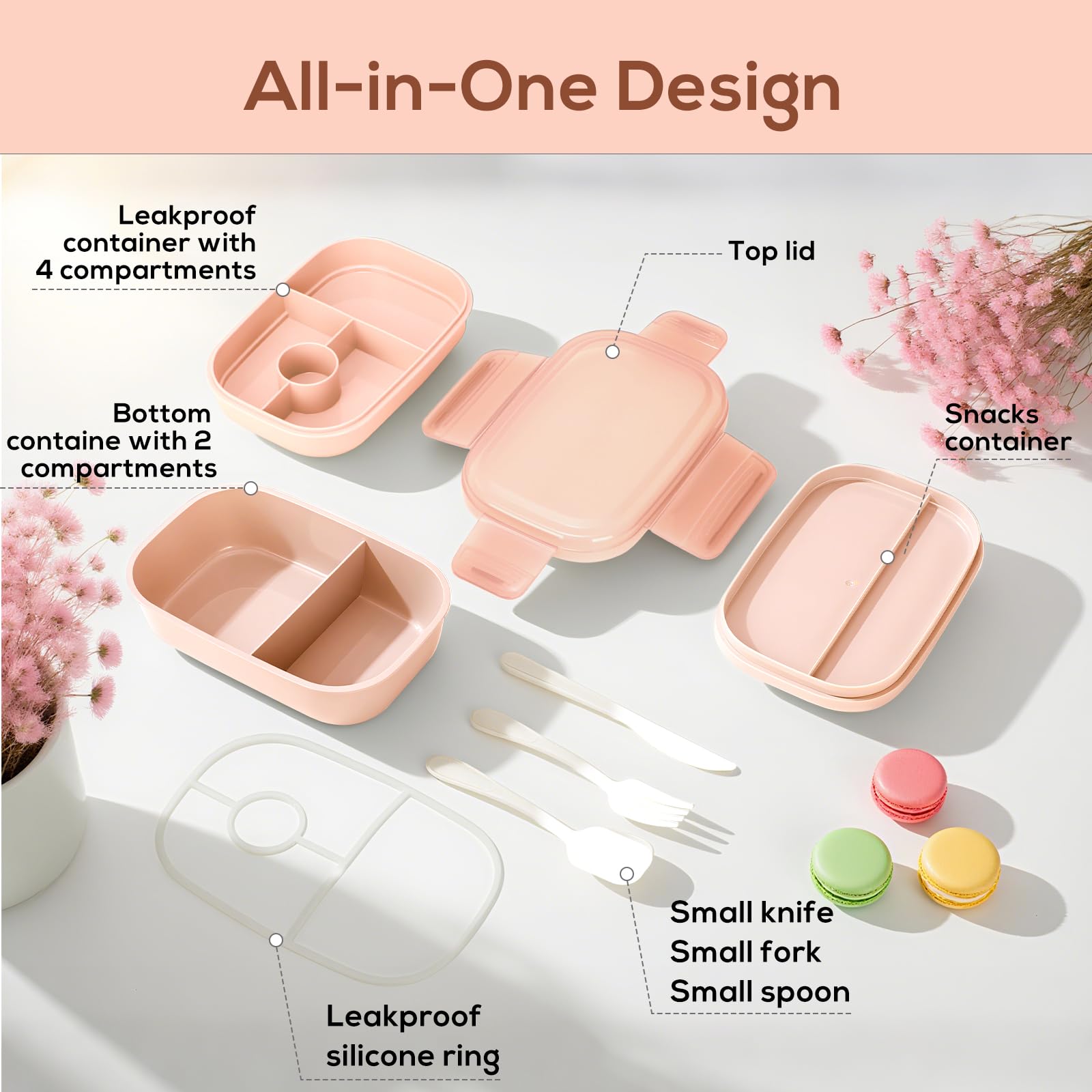 Aiuuee Lunch Box 1900ML Boite Repas Avec Compartiments Et Couverts