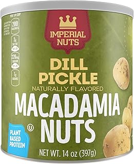 Imperial Nuts - Oil Roasted Macadamia Nuts | Flavored Nuts | Gluten Free, Vegan and Keto Friendly Food | Plant Based Protein, Delicious Buttery Taste | Kosher (Dill Pickle Macadamia Nuts)