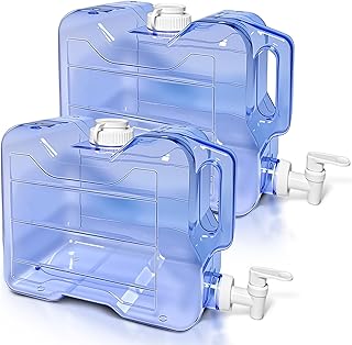 2 Pack Fridge Water Dispensers Bottle with Leak-proof Spigot and Convenient Handle Reusable Plastic Juice Beverage Dispenser Water Jug for Party Refrigerator Drink Iced Tea Juice Storage
