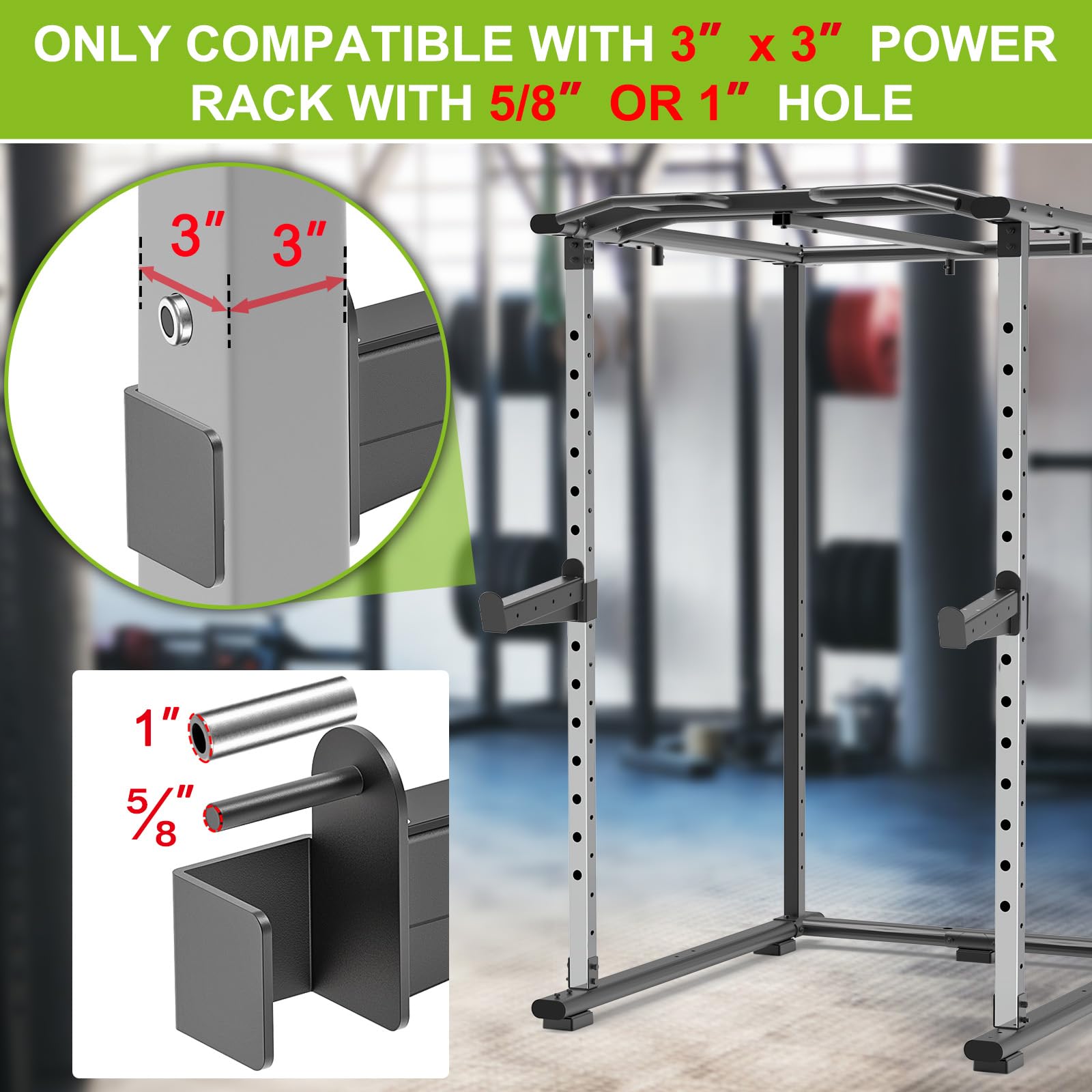 Kipika Brazos de Seguridad para 2" x 2" y 3" x 3 Power Racks con Orificios de 5/8" o 1" - Ajustable y fácil de Instalar - Juego de 2