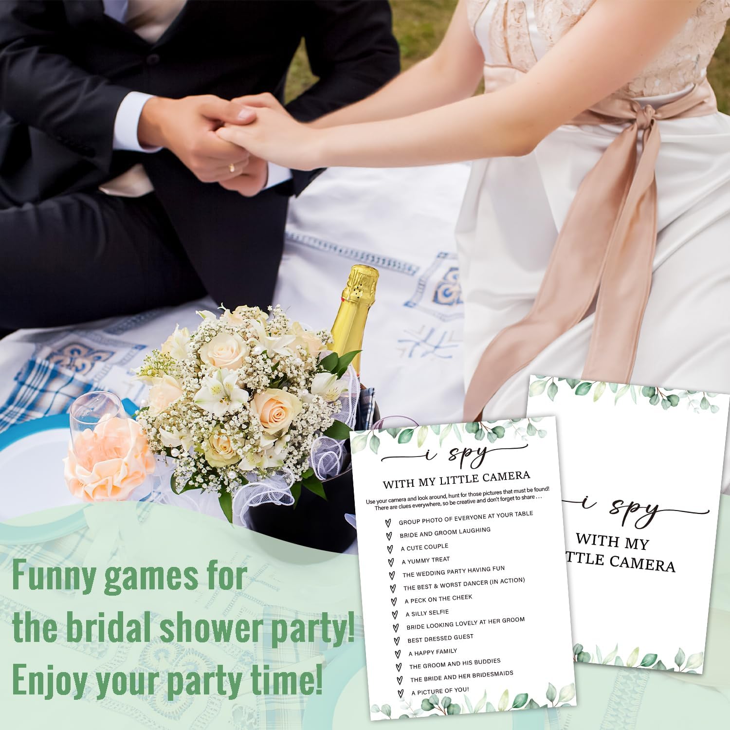 I Spy with My Little Camera - Wedding Shower Games, Bridal Shower Games 30 Guests for Engagement Wedding Party, Bridal Game for Showers (Eucalyptus Botanical Style) -0007