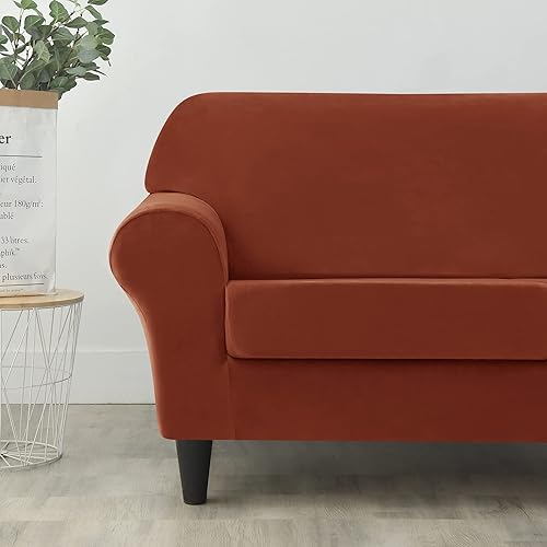 Miniatura 4 de Henbula Fundas elásticas para sofá, fundas de terciopelo grueso para sofá de 3 cojines, funda suave para sofá de 3 cojines, protector de muebles