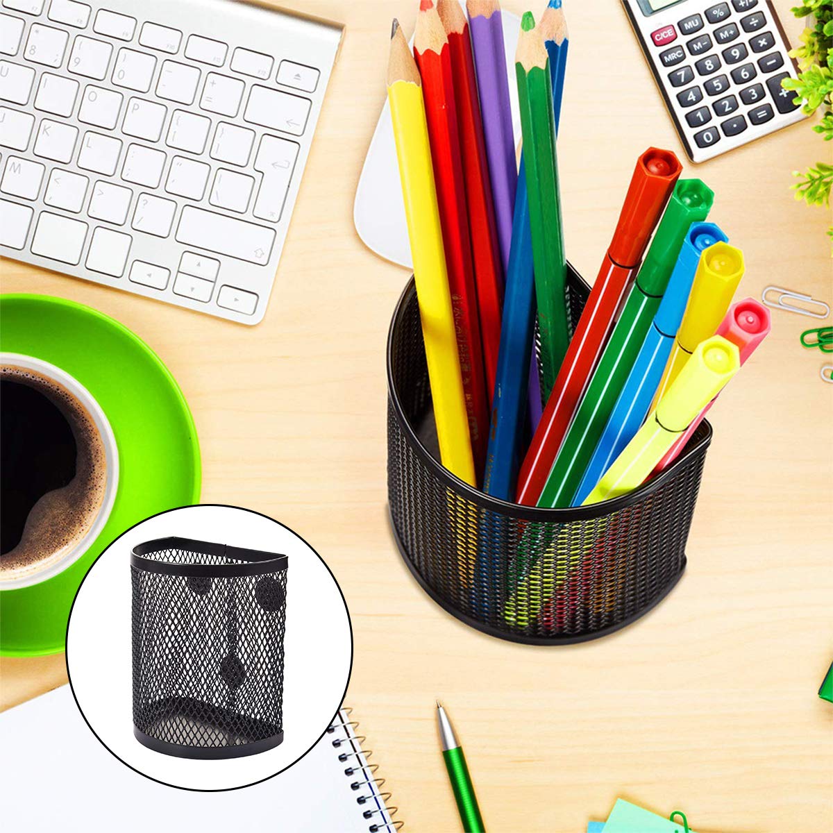Porte-Stylo Magnétique En Métal – Organisateur De Bureau 3 Compartiments, Aimants Puissants, Idéal Pour Réfrigérateur, Bureau & École (Noir)