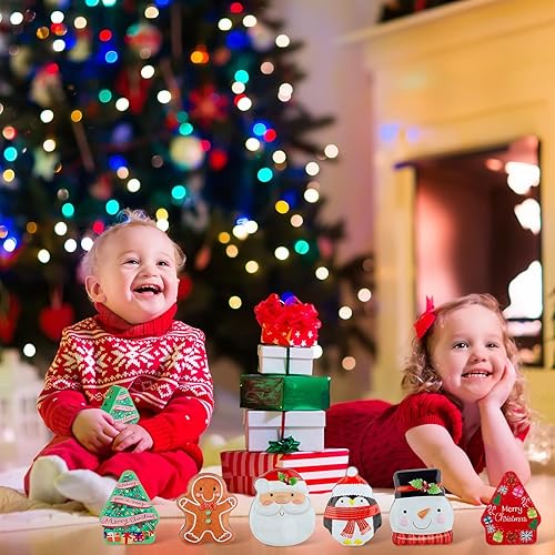 Miniatura 7 de Juego de 6 cajas de lata de galletas de Navidad, latas de metal para dulces con tapas, recipientes de almacenamiento de alimentos, tarro de