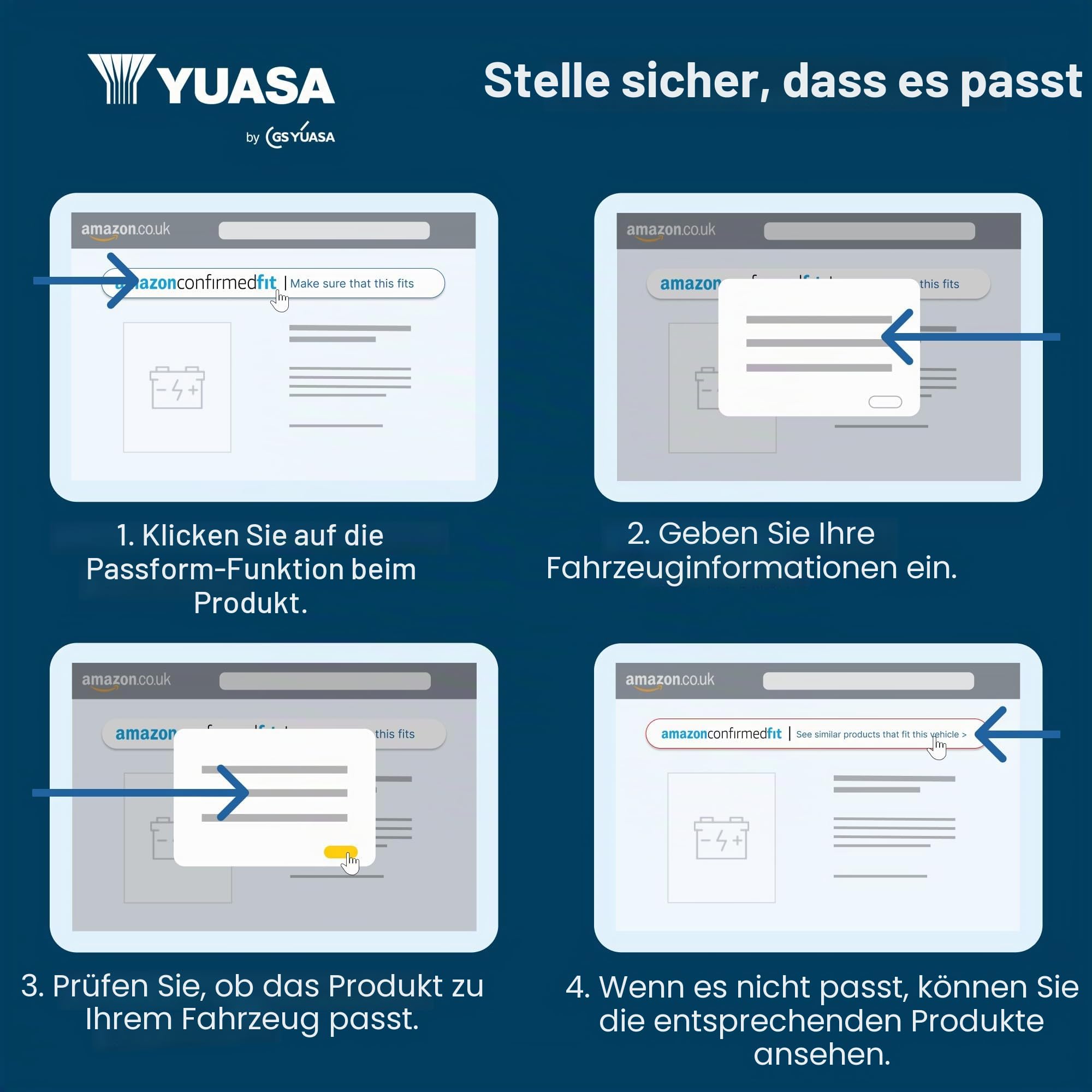 Yuasa YBX9096 12V 70 Ah 760 CCA AGM Start-Stopp-Plus-Autobatterie | 760 CCA, Vibrations- & Stoßfest, Optimiert für Start-Stopp, Kompatibel mit vielen Fahrzeugmarken