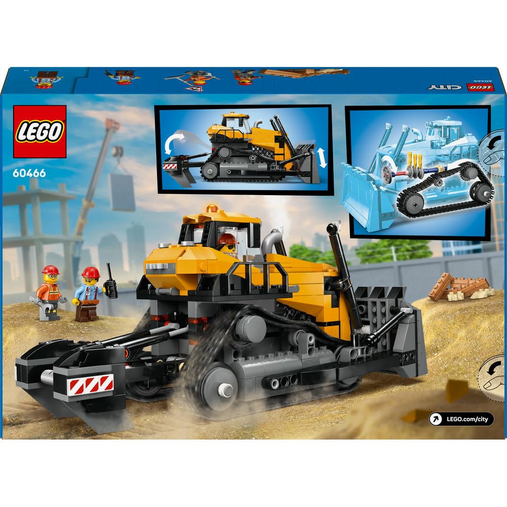 LEGO City Żółty buldożer 60466 | Maszyna budowlana dla dzieci, zestaw klocków konstrukcyjnych, prezent dla chłopca i dziewczynki, dla 8-latka, 682 elementy