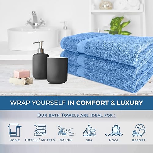 Miniatura 5 de DAN RIVER Juego de 6 toallas de baño 100% algodón, suaves y ligeras, medianas ideales para piscina, hogar, gimnasio, spa, hotel y uso diario, color