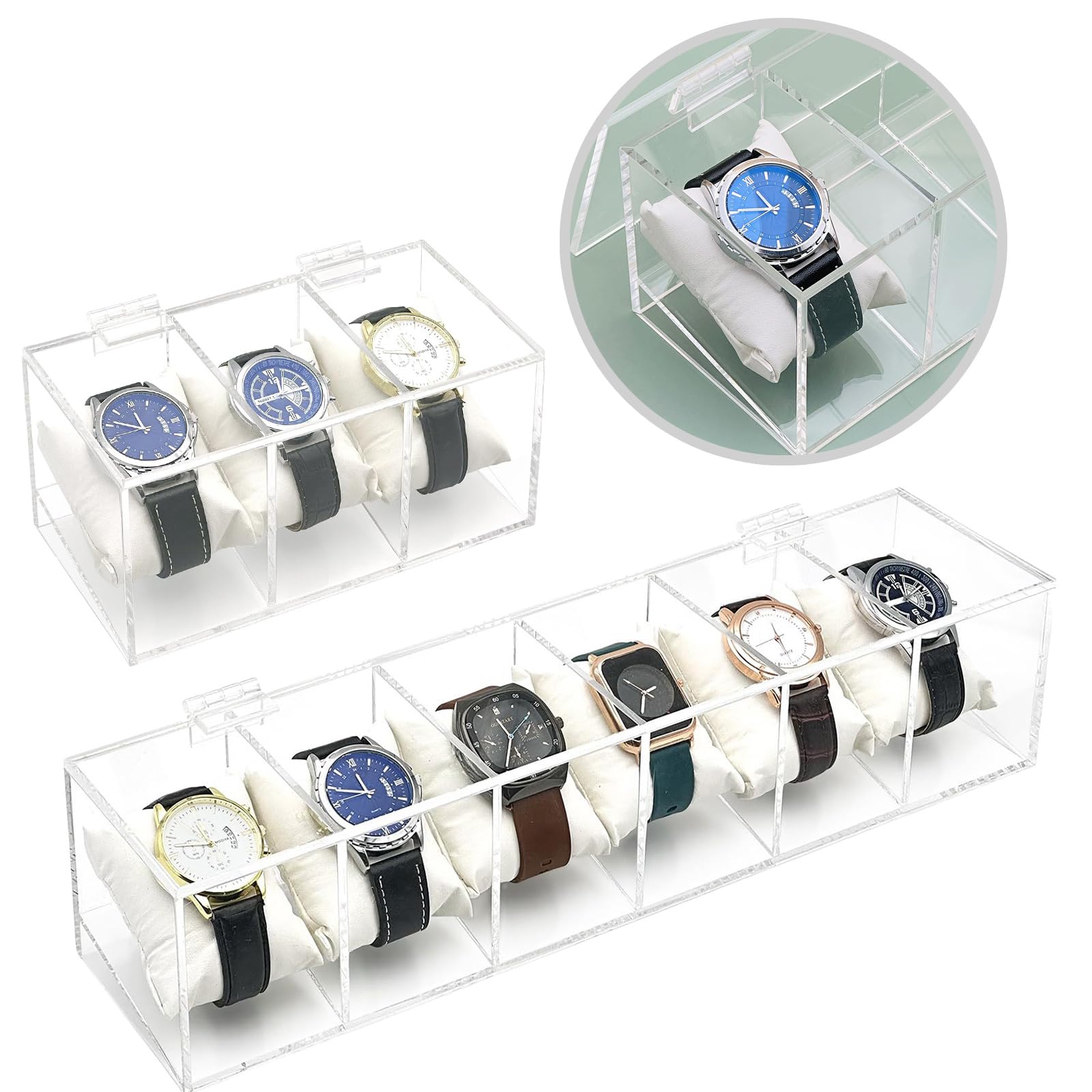 Produktbild von SAFE Uhren-Box 2 Ebenen 6 Fächer – Acryl Vitrine Mit Klappdeckel Für Sammler